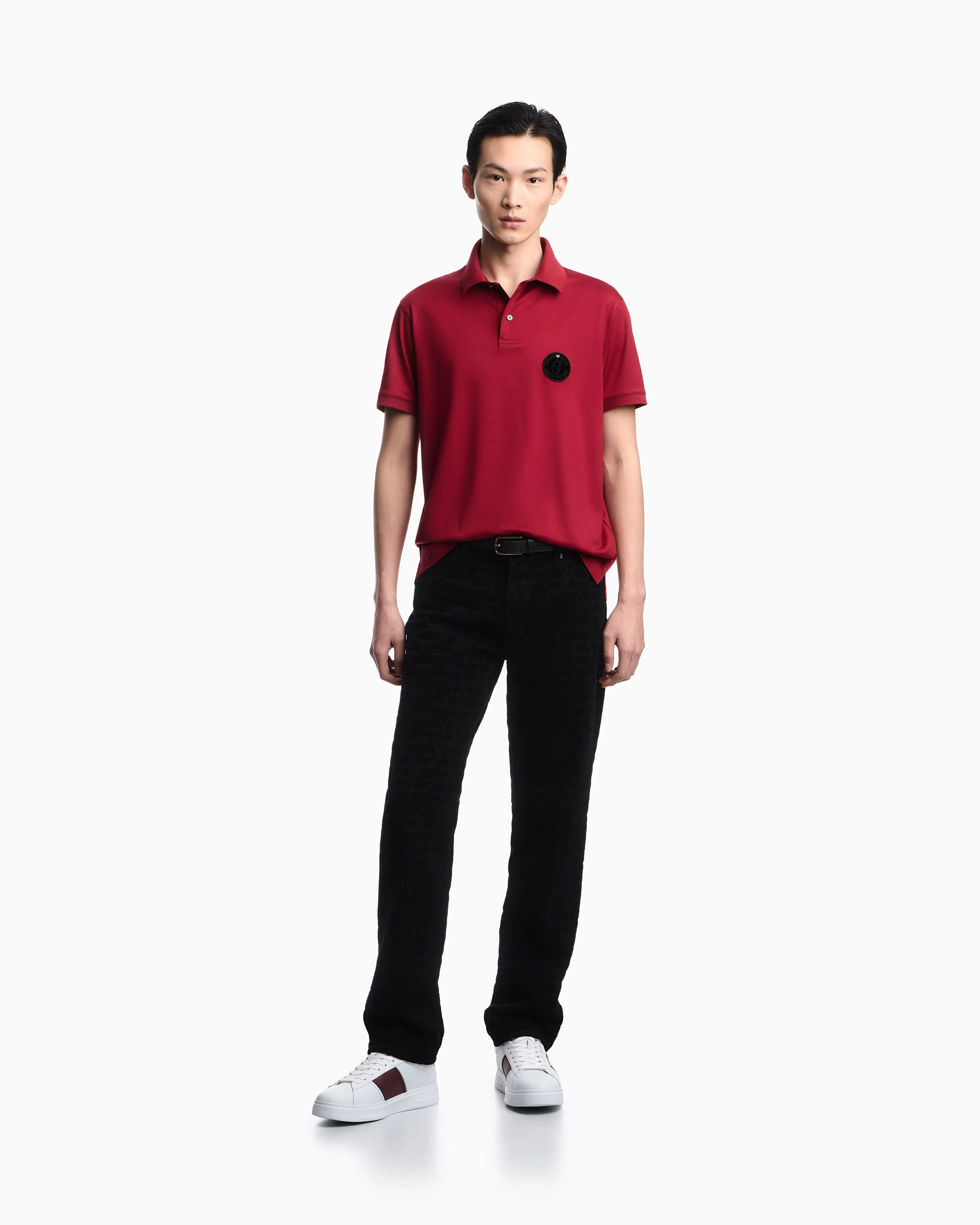 Emporio Armani Lunar New Year Lyocell-blend jersey polo shirt with patch