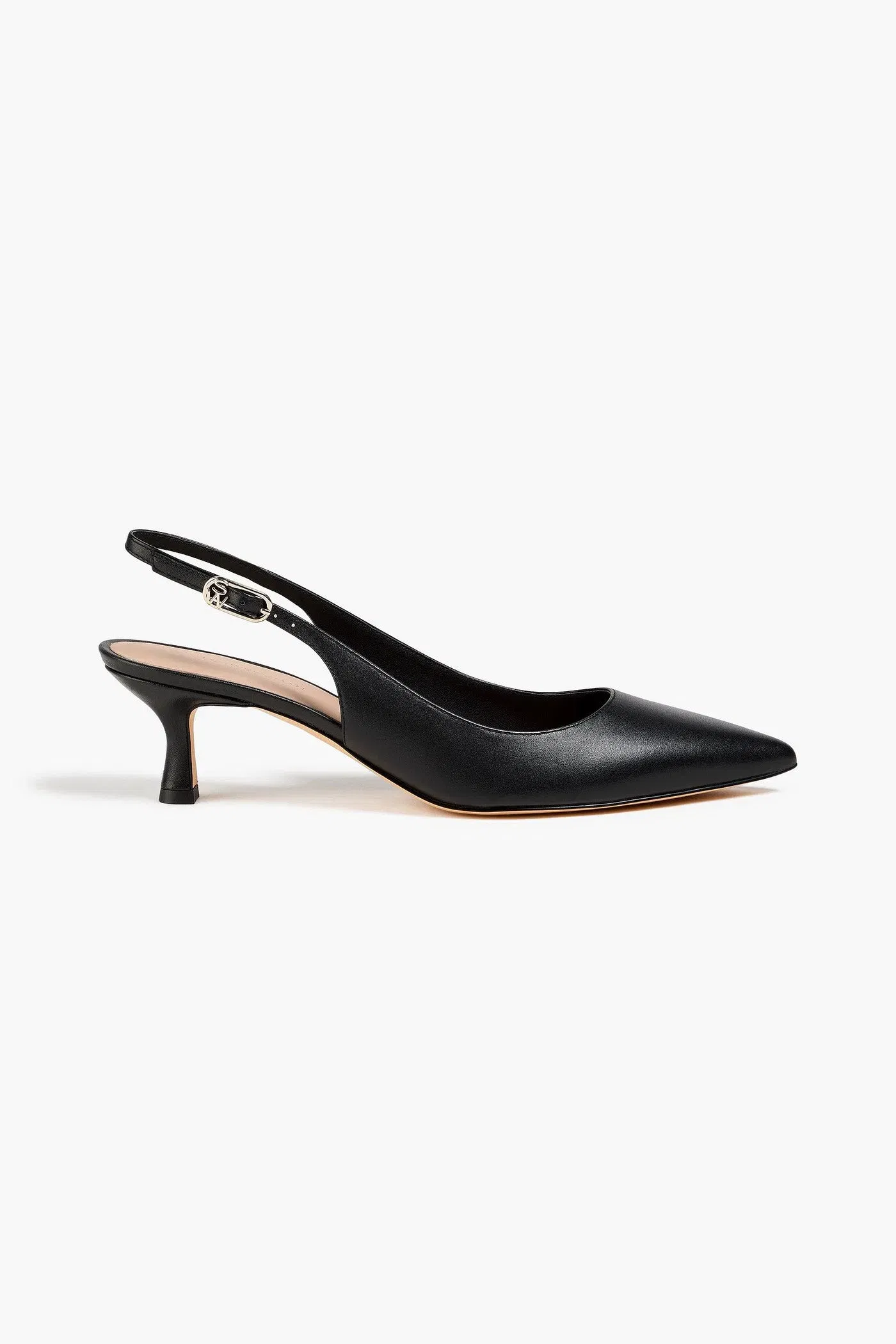 Stuart Weitzman Isla 50 Leather Slingback Pumps Black Women's