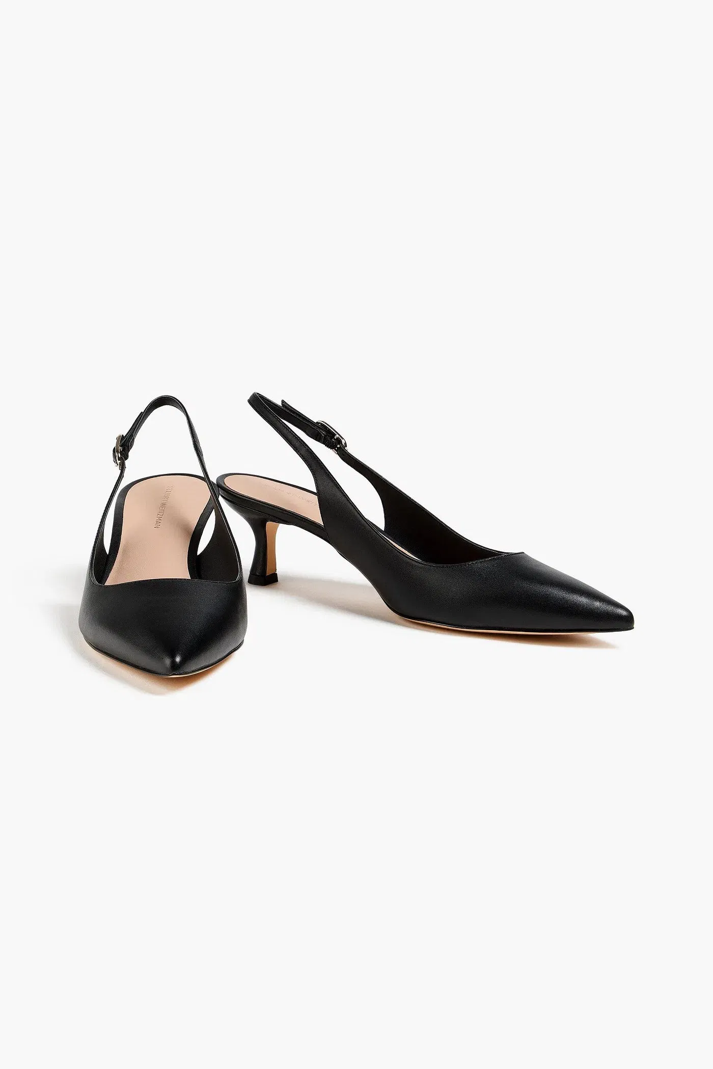 Stuart Weitzman Isla 50 Leather Slingback Pumps Black Women's