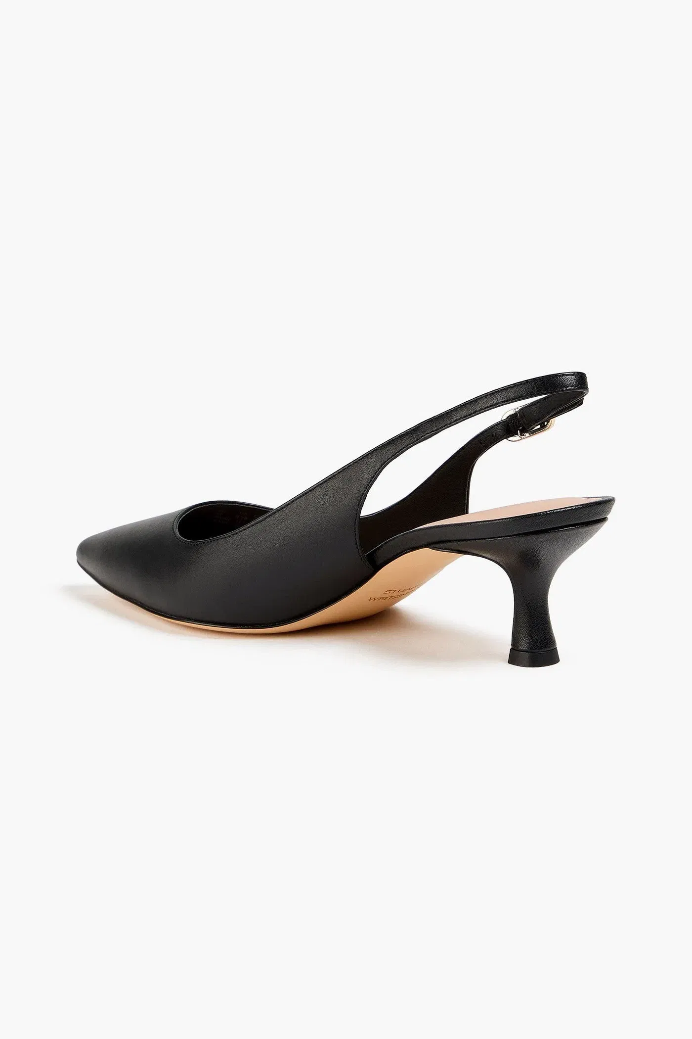 Stuart Weitzman Isla 50 Leather Slingback Pumps Black Women's