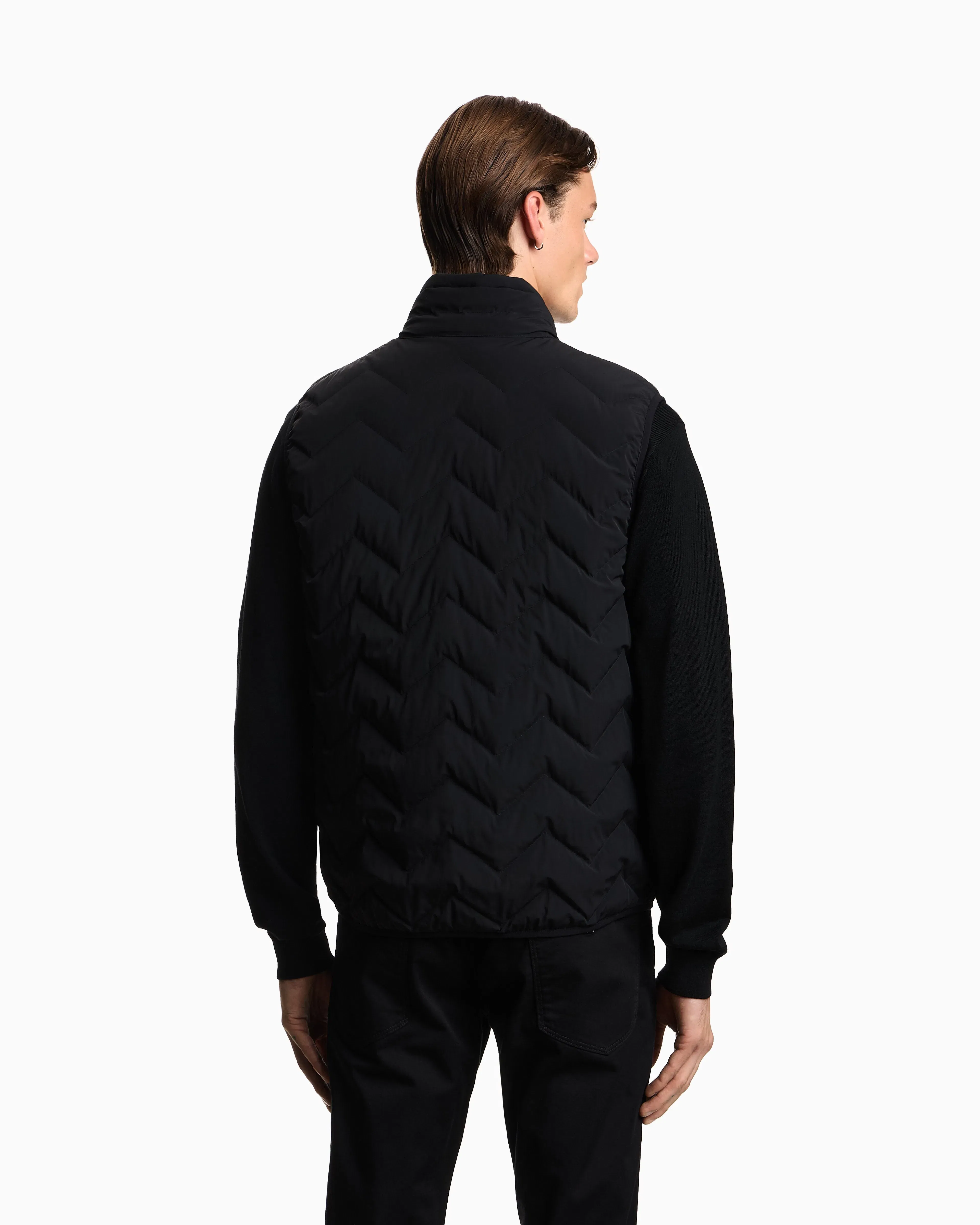Emporio Armani Nylon down jacket sleeveless with a chevron quilt Essential