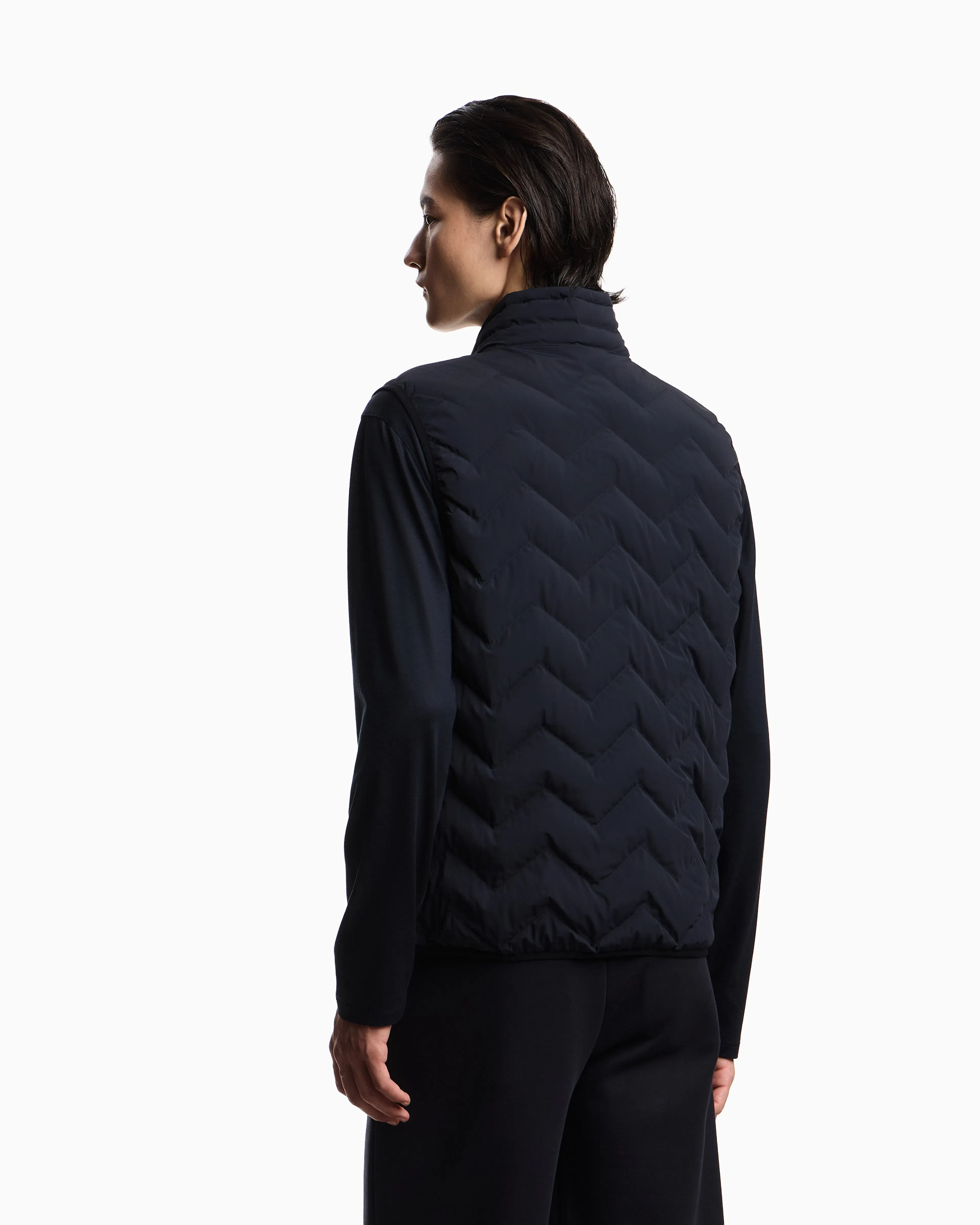 Emporio Armani Nylon down jacket sleeveless with a chevron quilt Essential