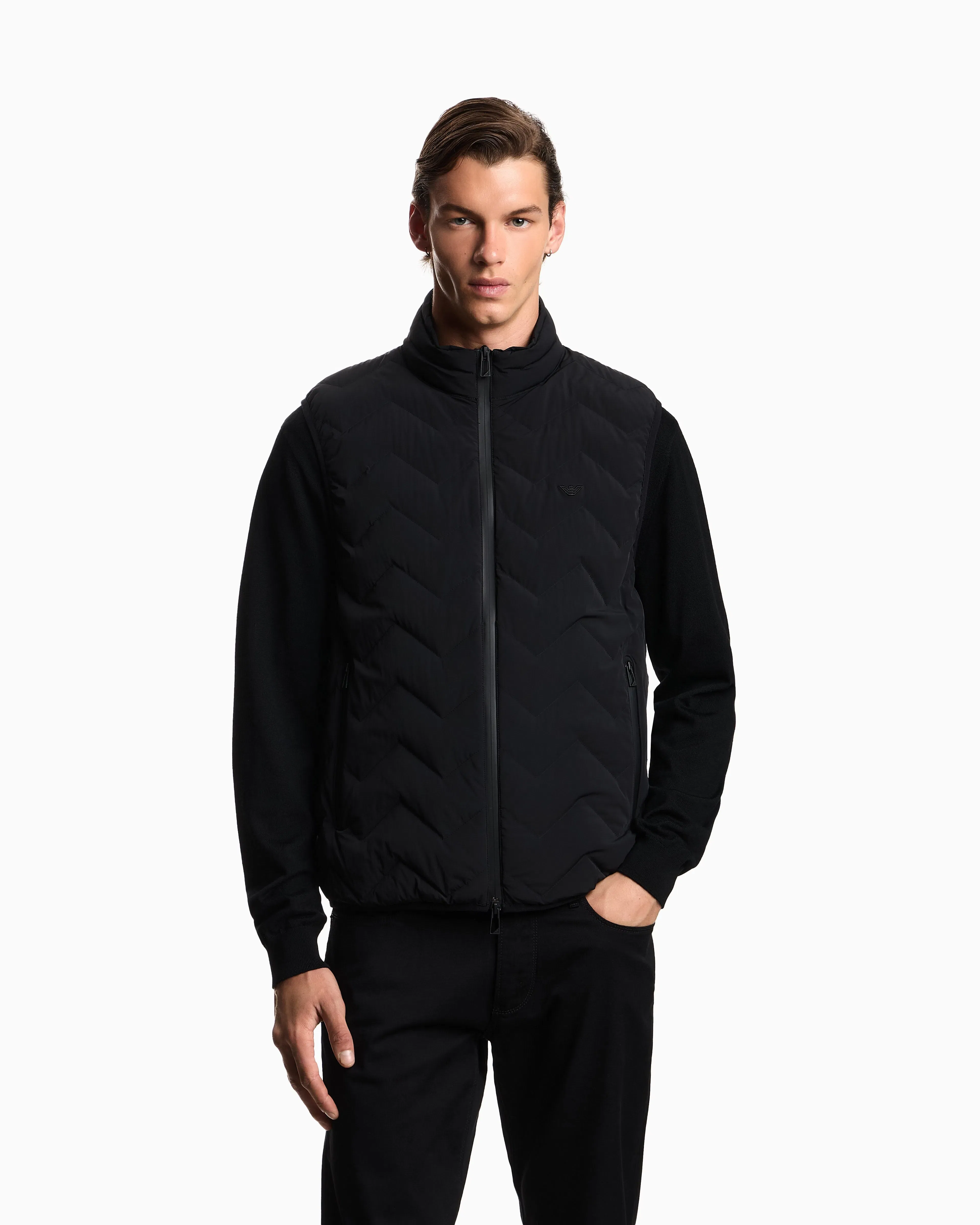 Emporio Armani Nylon down jacket sleeveless with a chevron quilt Essential