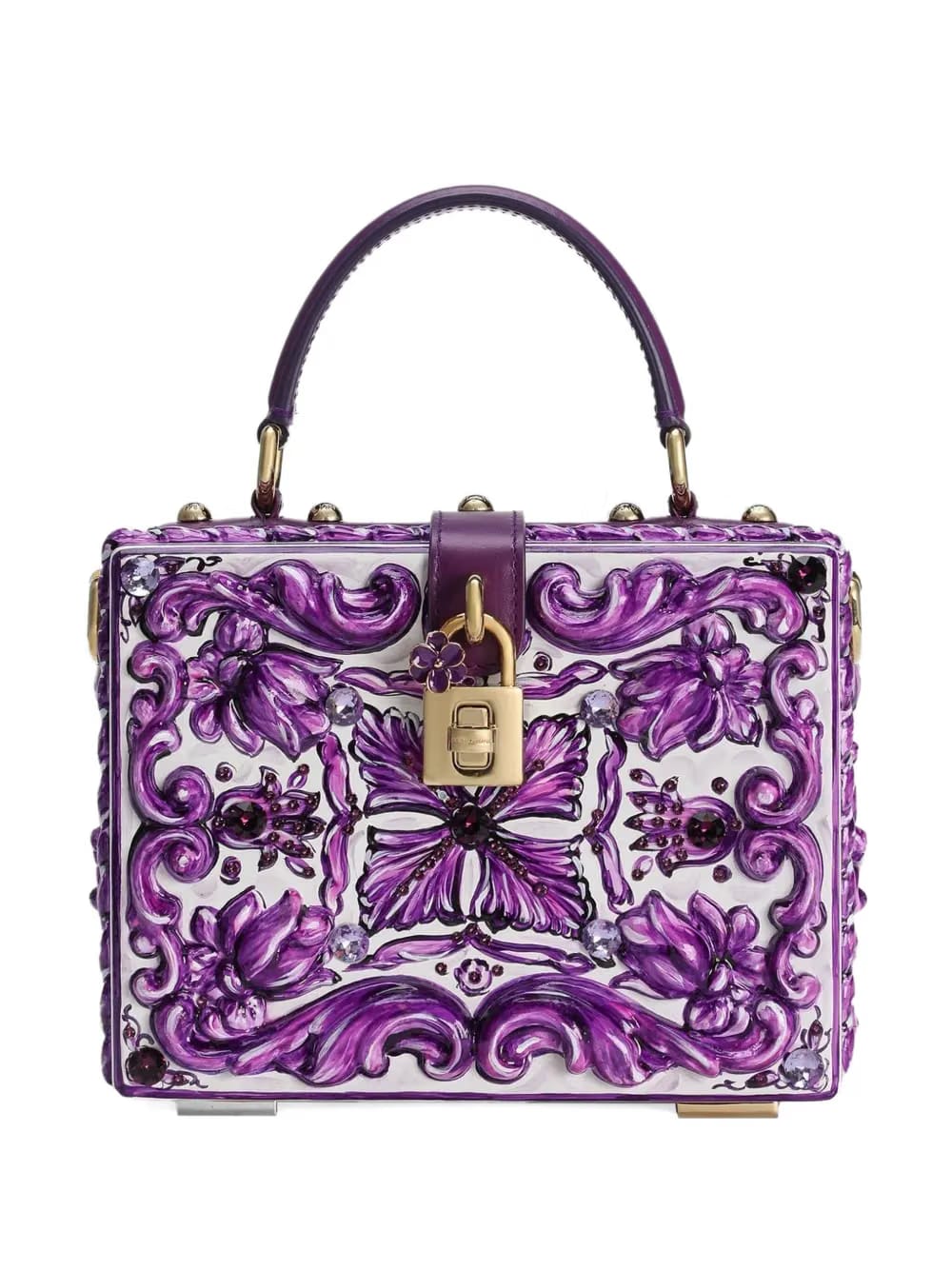 floral-embellished top-handle bag