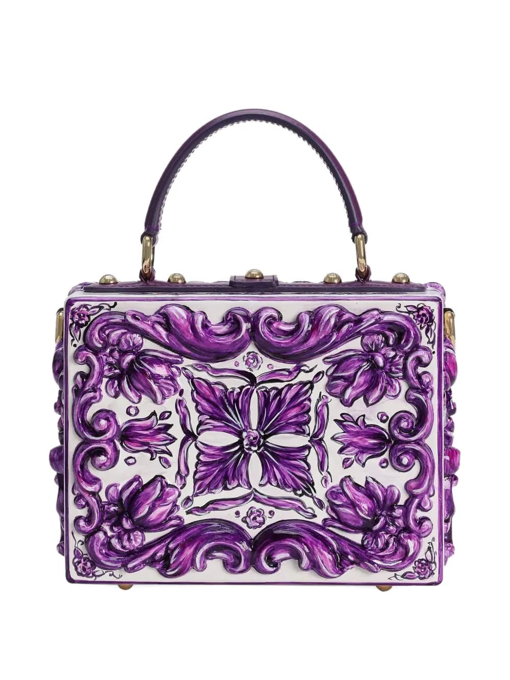 floral-embellished top-handle bag