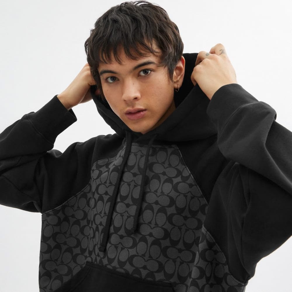 Coach Signature Hoodie Charcoal Signature