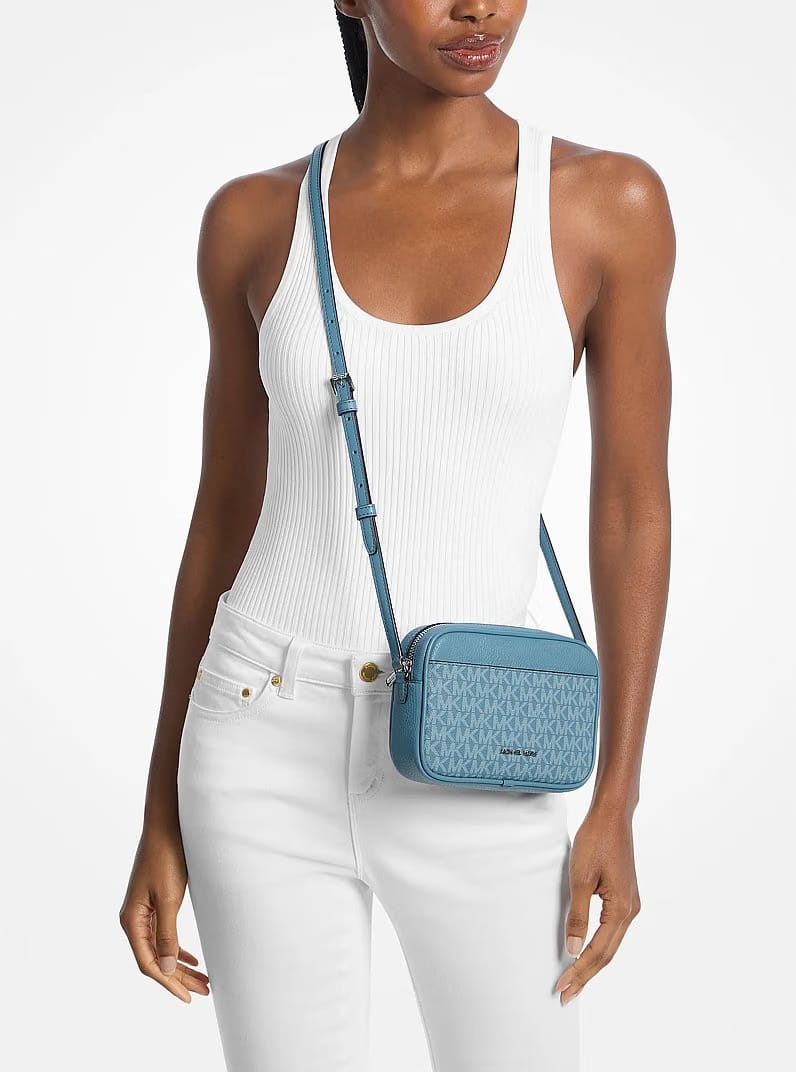 Michael Kors Jet Set Travel Small Signature Logo Camera Crossbody Bag Denim