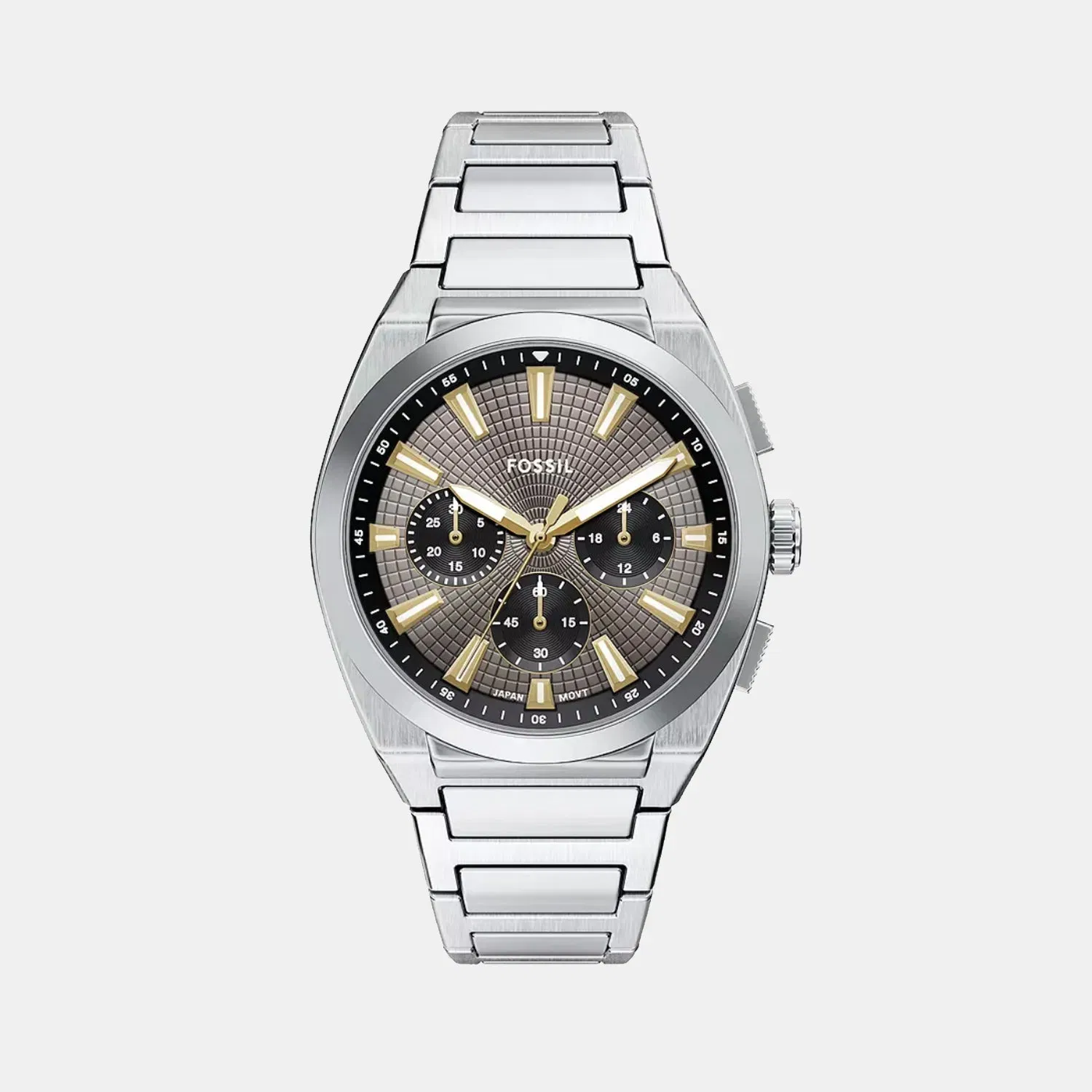 Fossil Everett Men Quartz Grey Dial Analog Stainless Steel Watch Fs6128