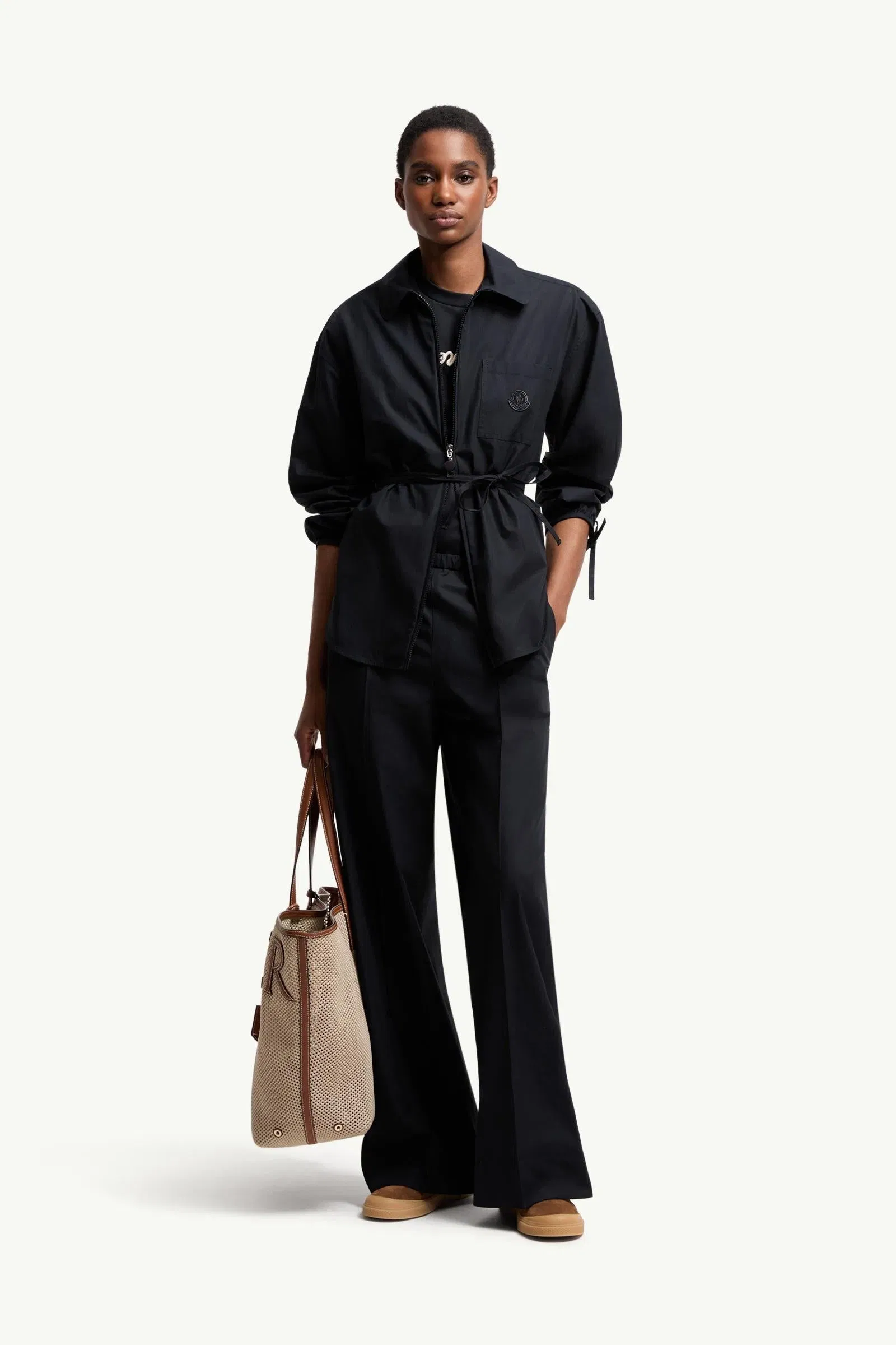 Moncler Cotton Poplin Pants Navy Blue Navy Blue