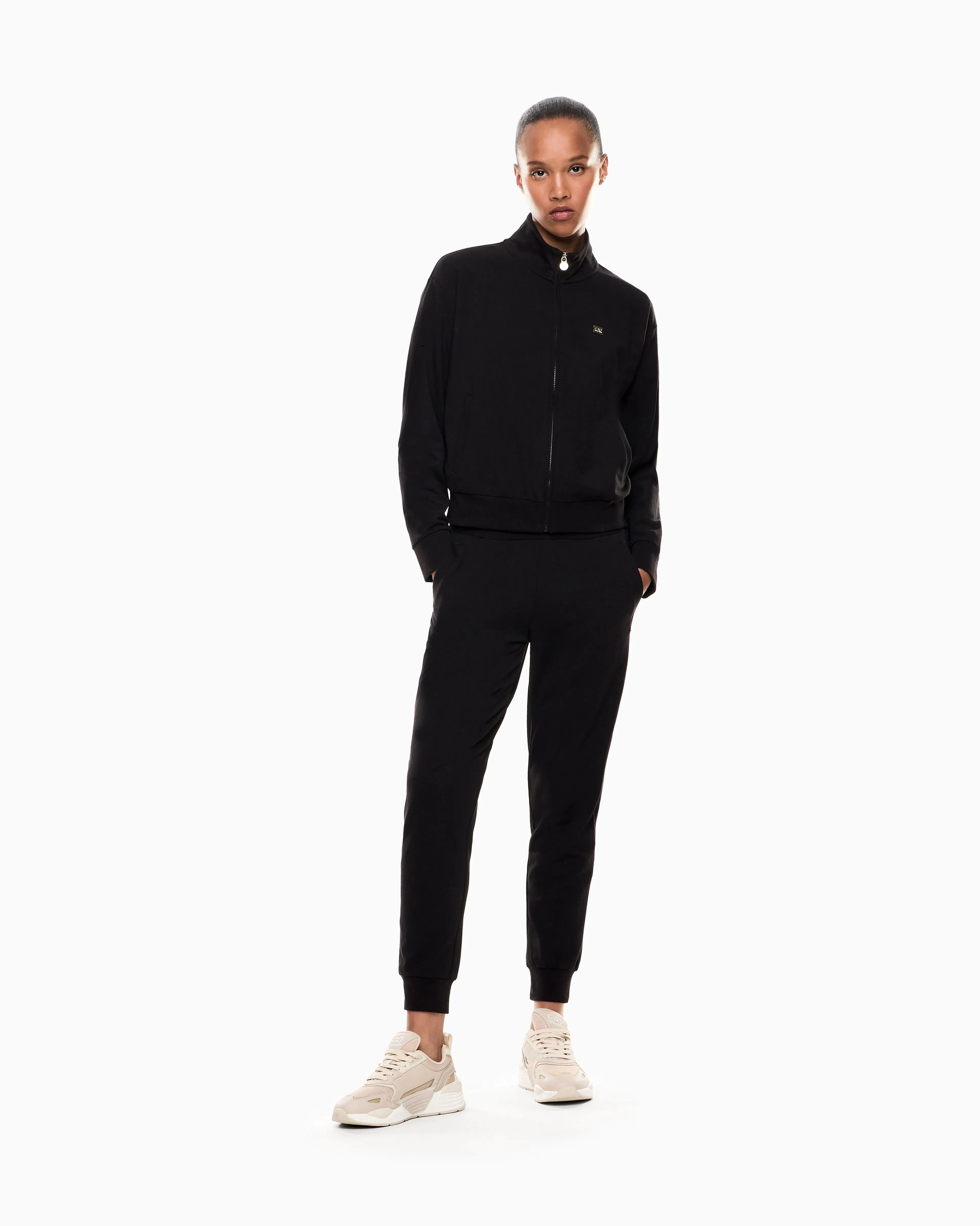 EA7 Cotton stretch suit with zip and metal logo Core Lady