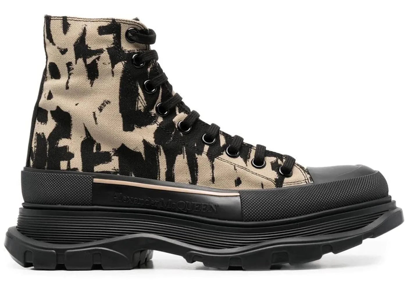Alexander McQueen Tread Slick Boot Beige Black Graffiti
