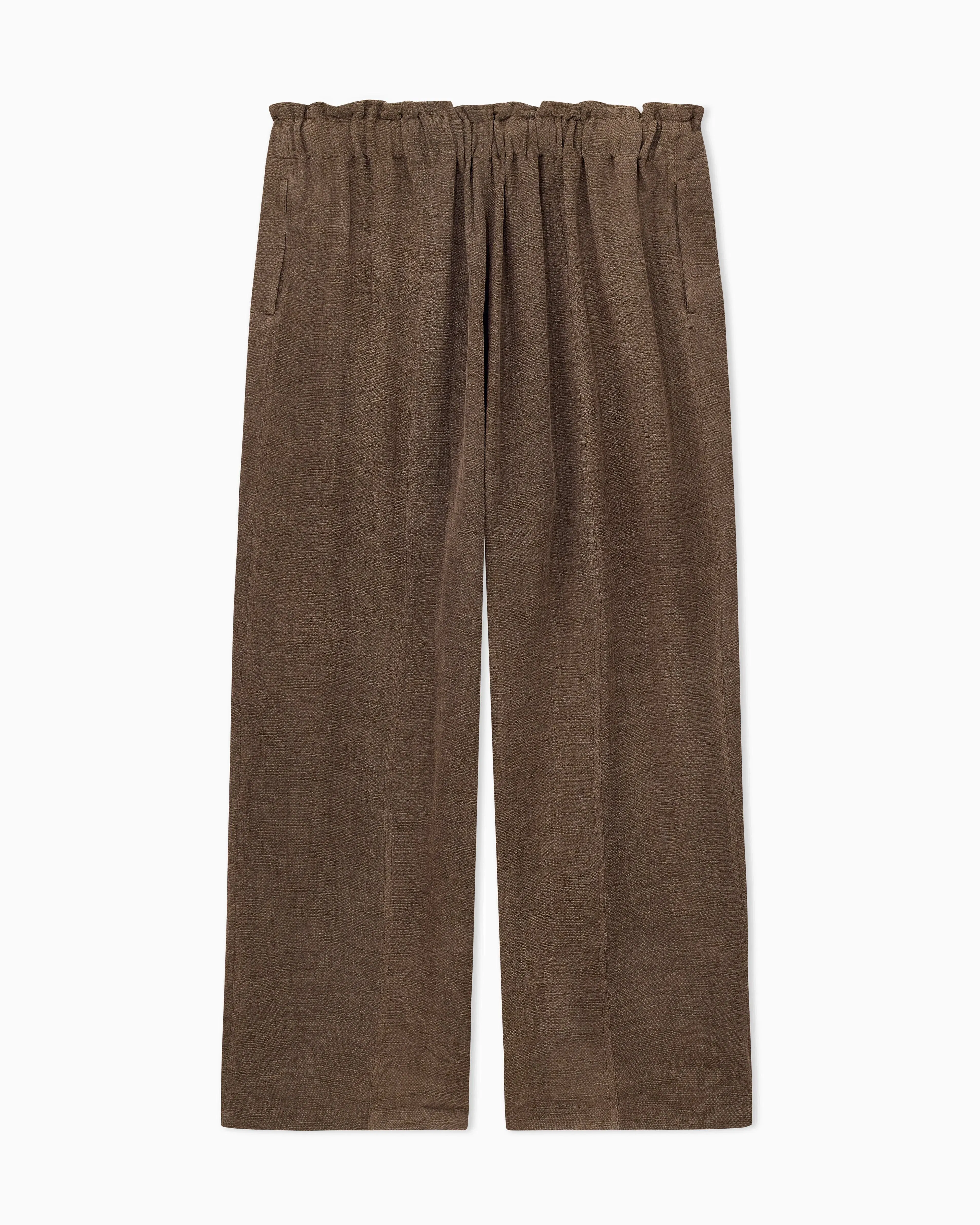 Emporio Armani Cold-dyed linen-blend slubbed gauze trousers