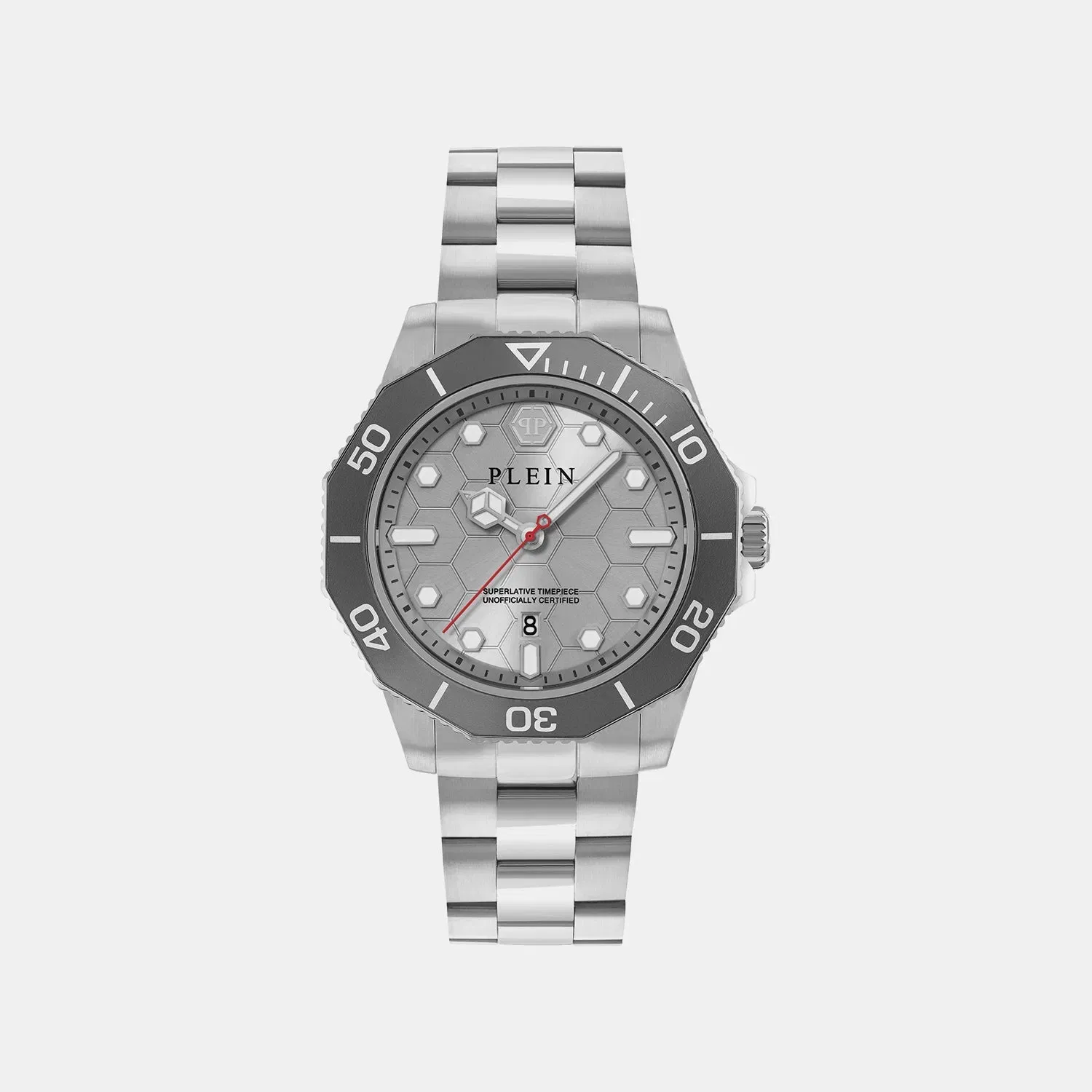 Philipp Plein Men Quartz Grey Dial Analog Stainless Steel Watch Pw2Ga0326