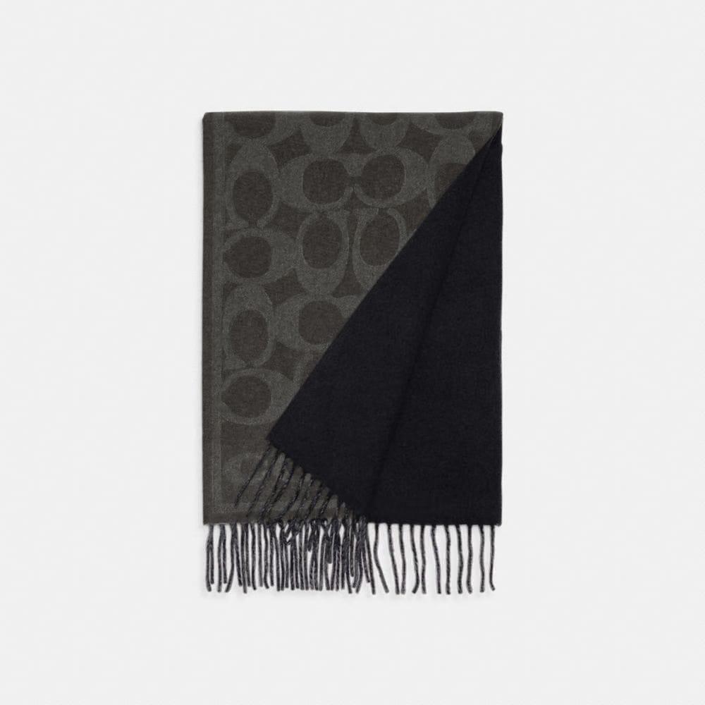 Coach Reversible Signature Cashmere Muffler Black Black