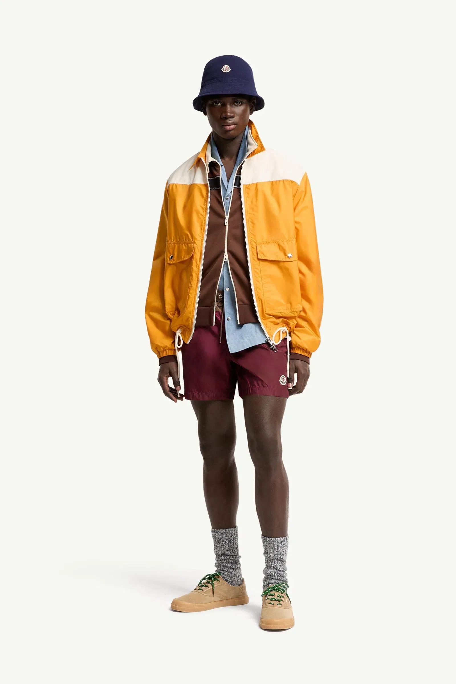 Moncler Contrast Swim Shorts Burgundy Burgundy