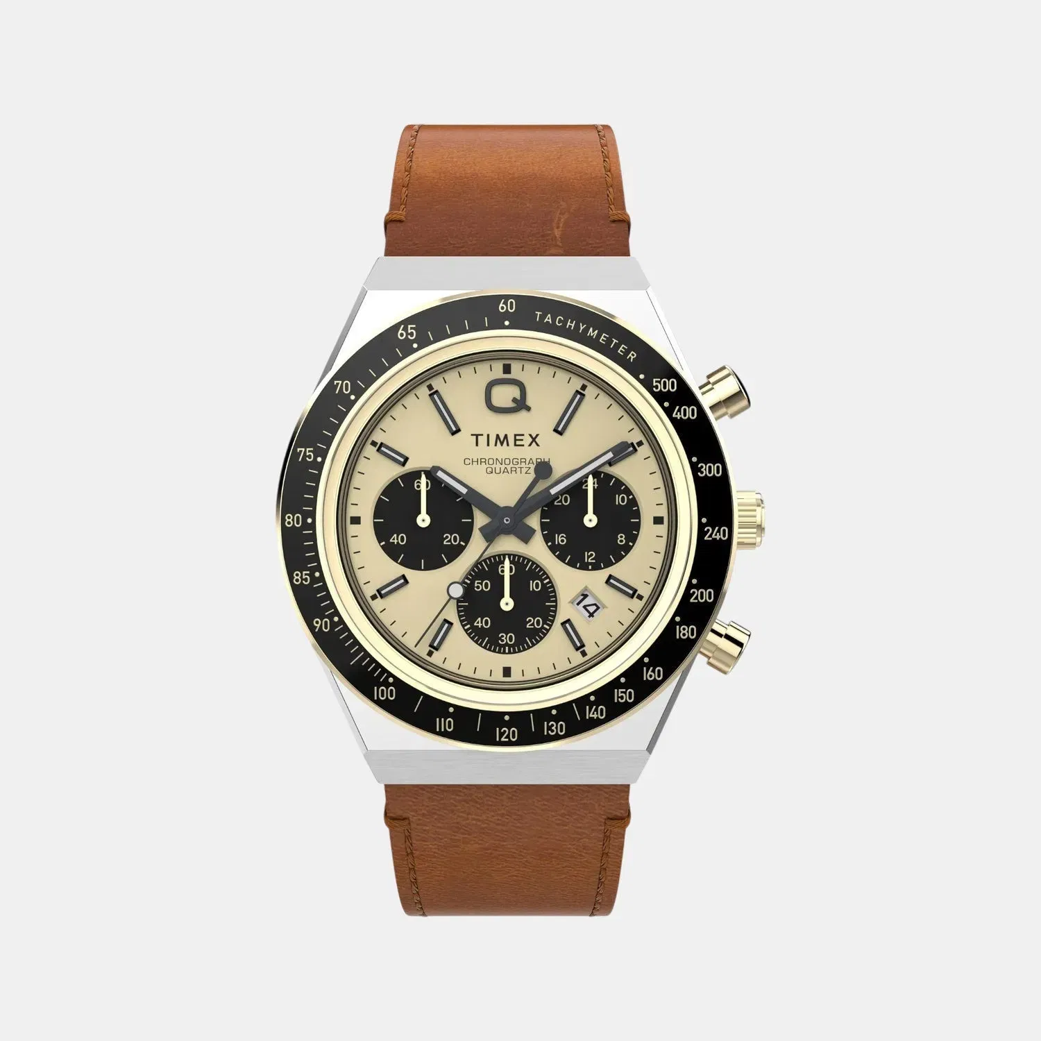 Timex Men Quartz Gold Dial Analog Leather Watch Tw2W64400Uj
