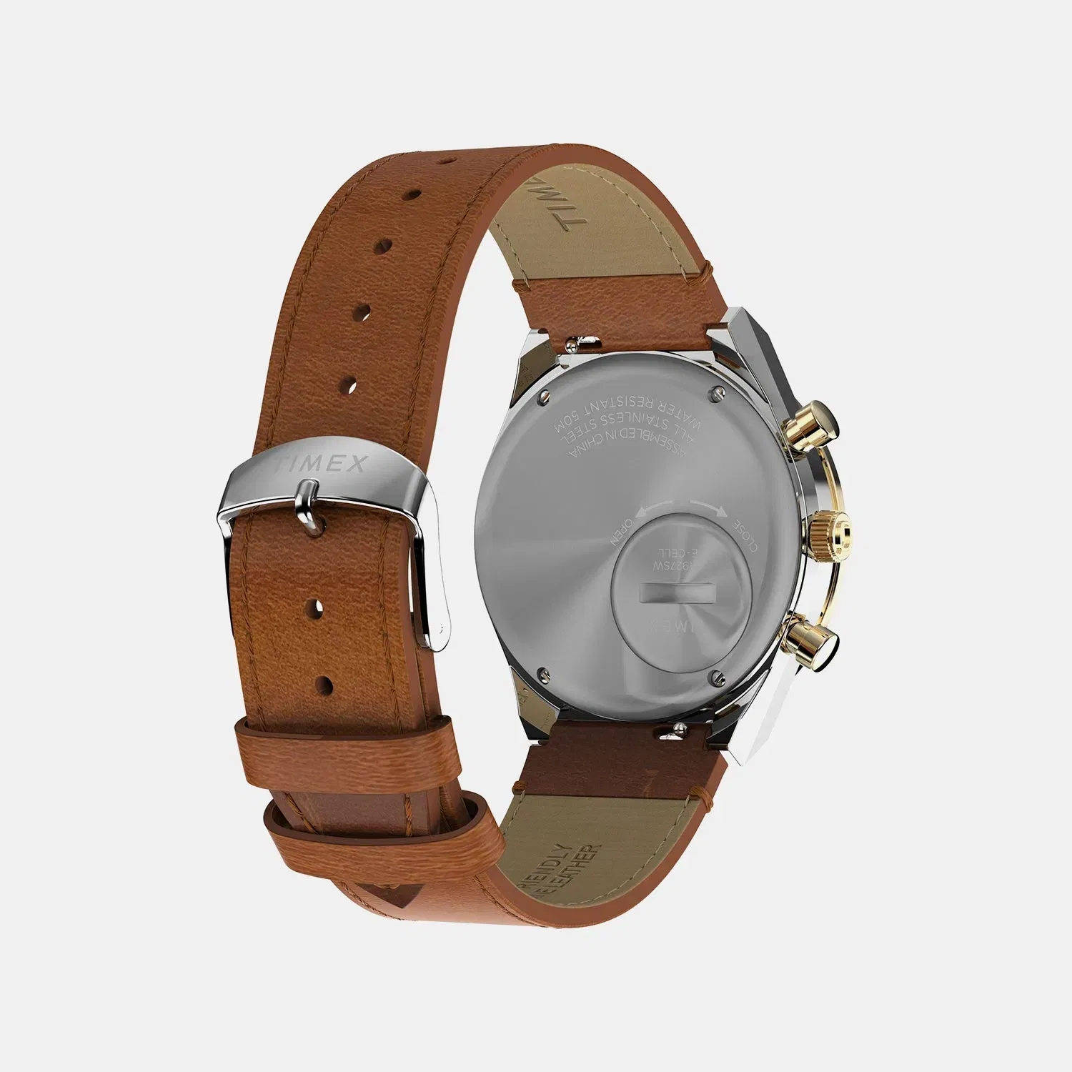 Timex Men Quartz Gold Dial Analog Leather Watch Tw2W64400Uj