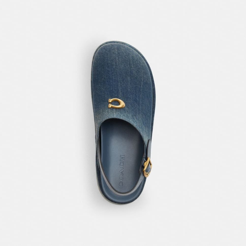 Women's Coach Sculpted C Platform Clog In Loved Denim Dark Indigo
