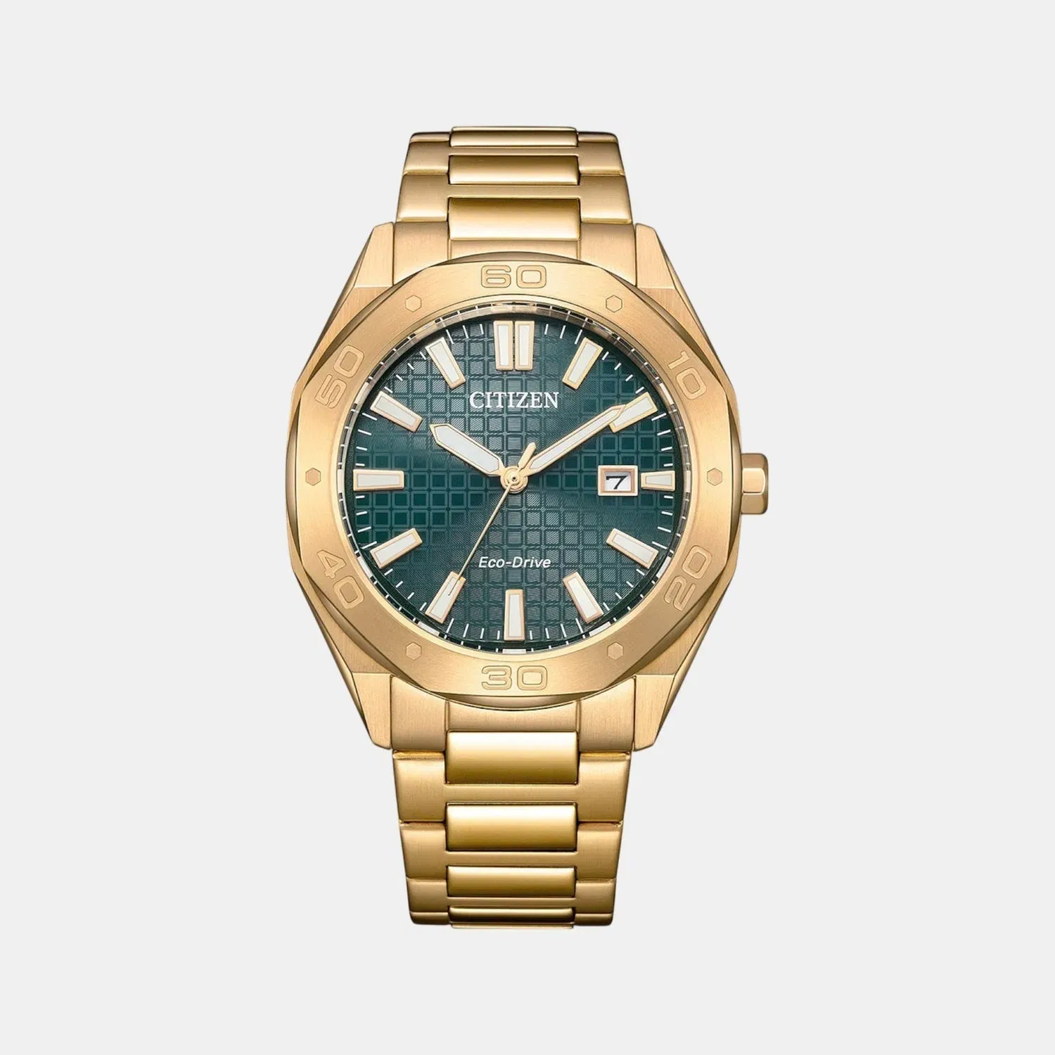 Citizen Eco-Drive Men Quartz Green Dial Analog Stainless Steel Bm7633-81X