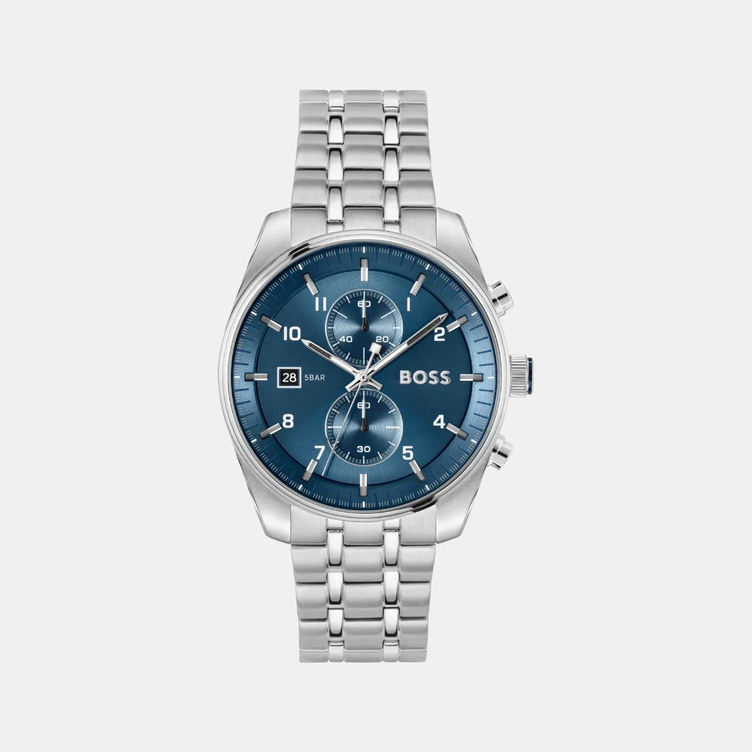 Boss Skytraveller Men Quartz Blue Dial Chronograph Stainless Steel Watch 1514216