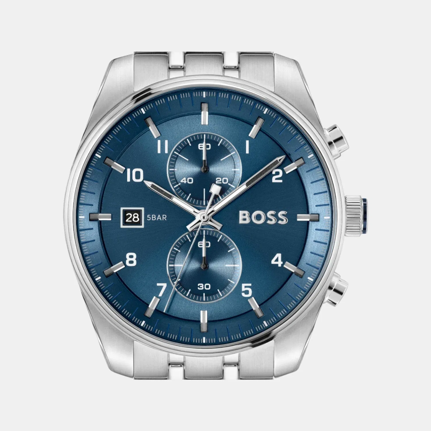 Boss Skytraveller Men Quartz Blue Dial Chronograph Stainless Steel Watch 1514216