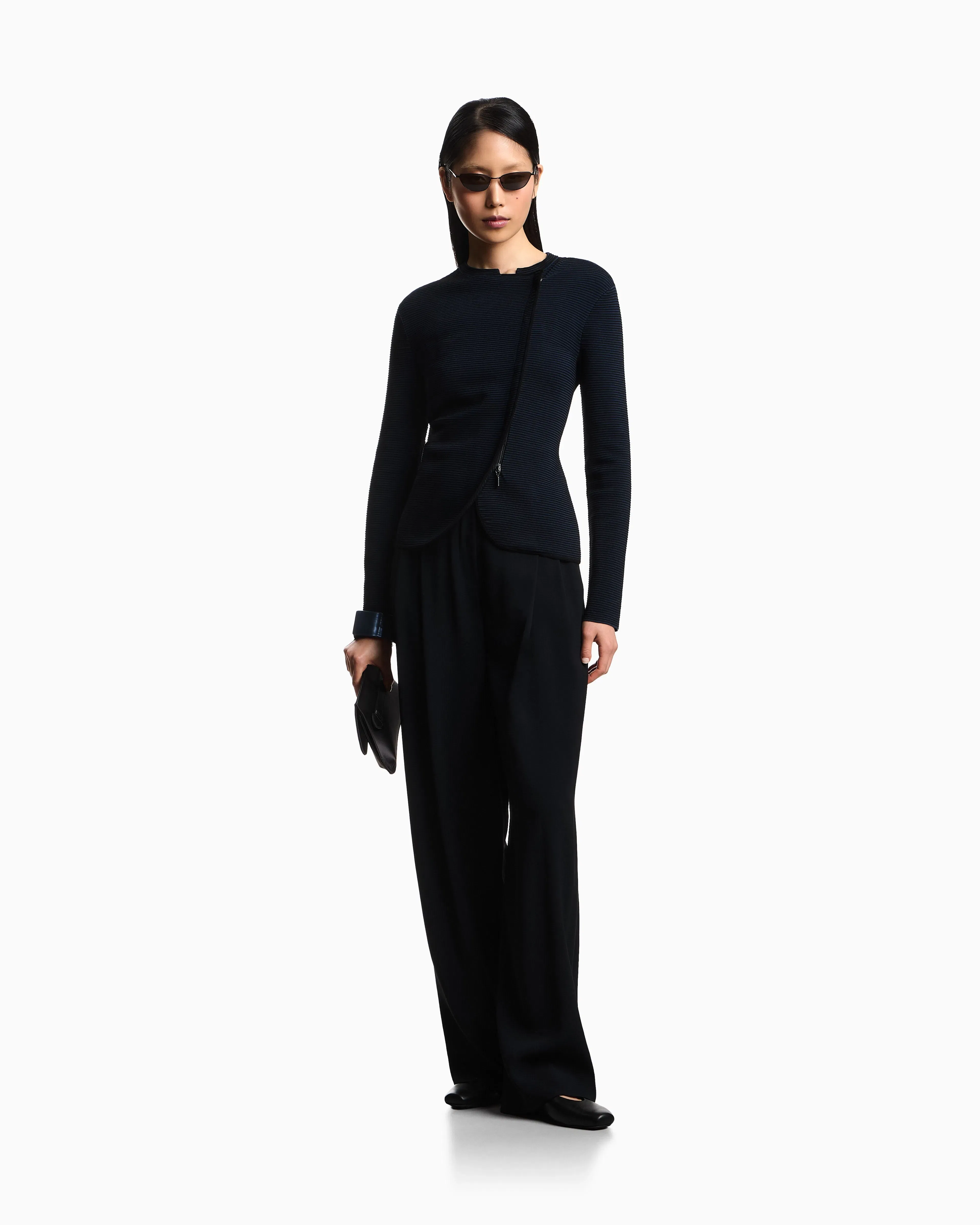 Emporio Armani ottoman fabric jacket with off-centre closure