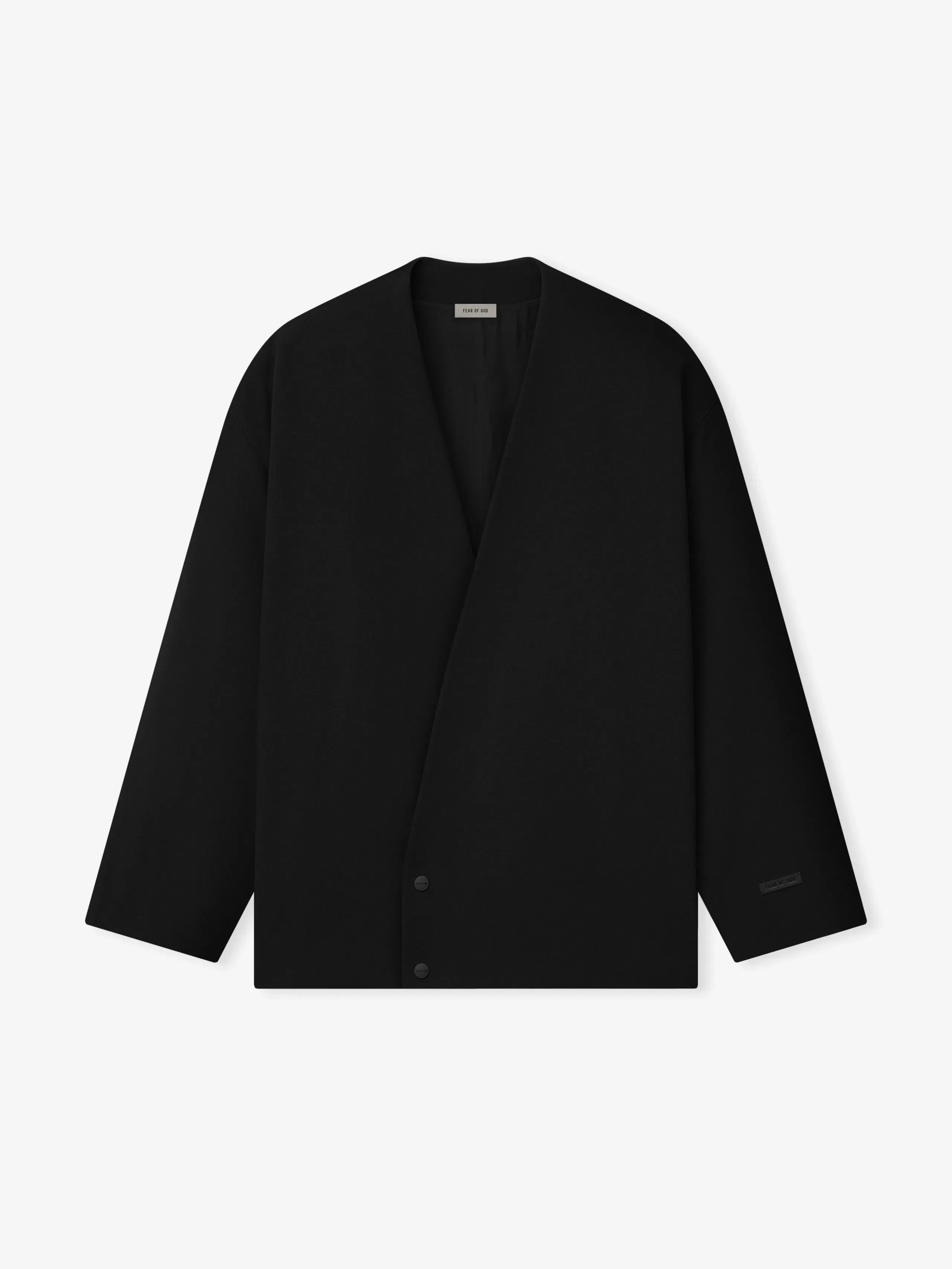 Essentials Easy Care Wool Relaxed Lapelless Jacket Black