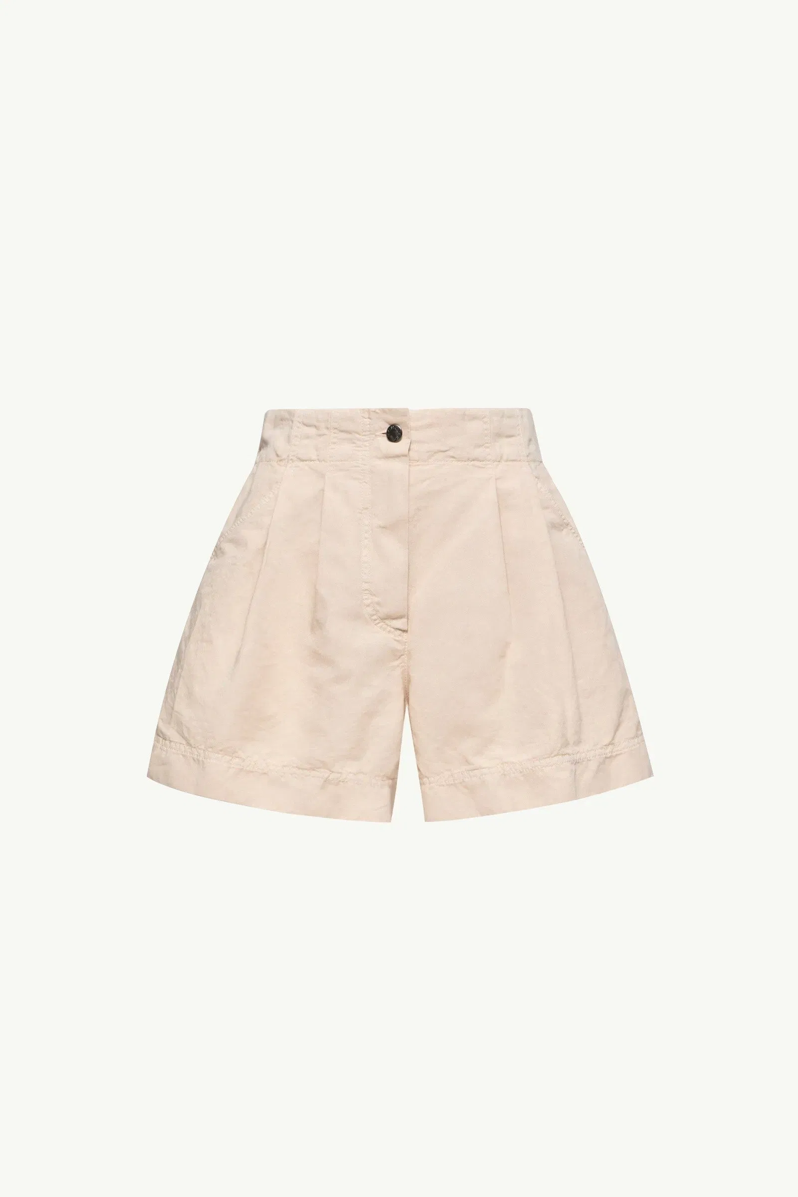 Moncler Cotton & Linen Blend Shorts Light Beige Light Beige