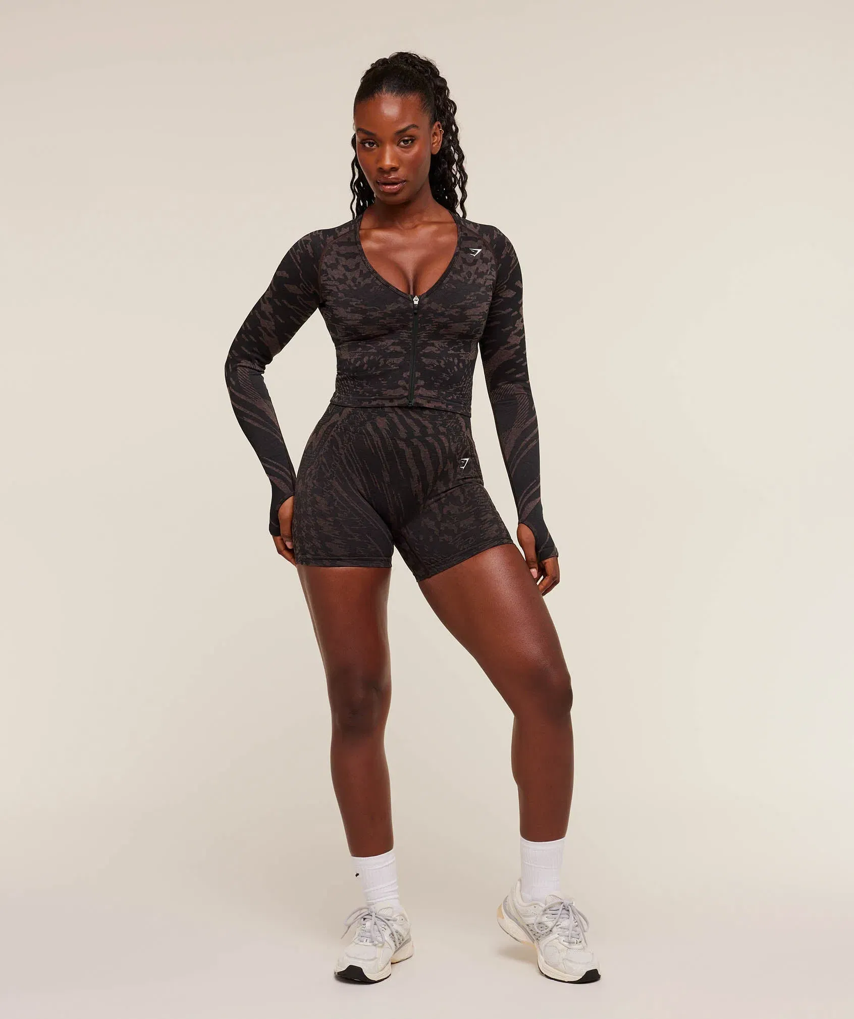 Gymshark Adapt Houndstooth Jacket - Black/Chestnut Pink