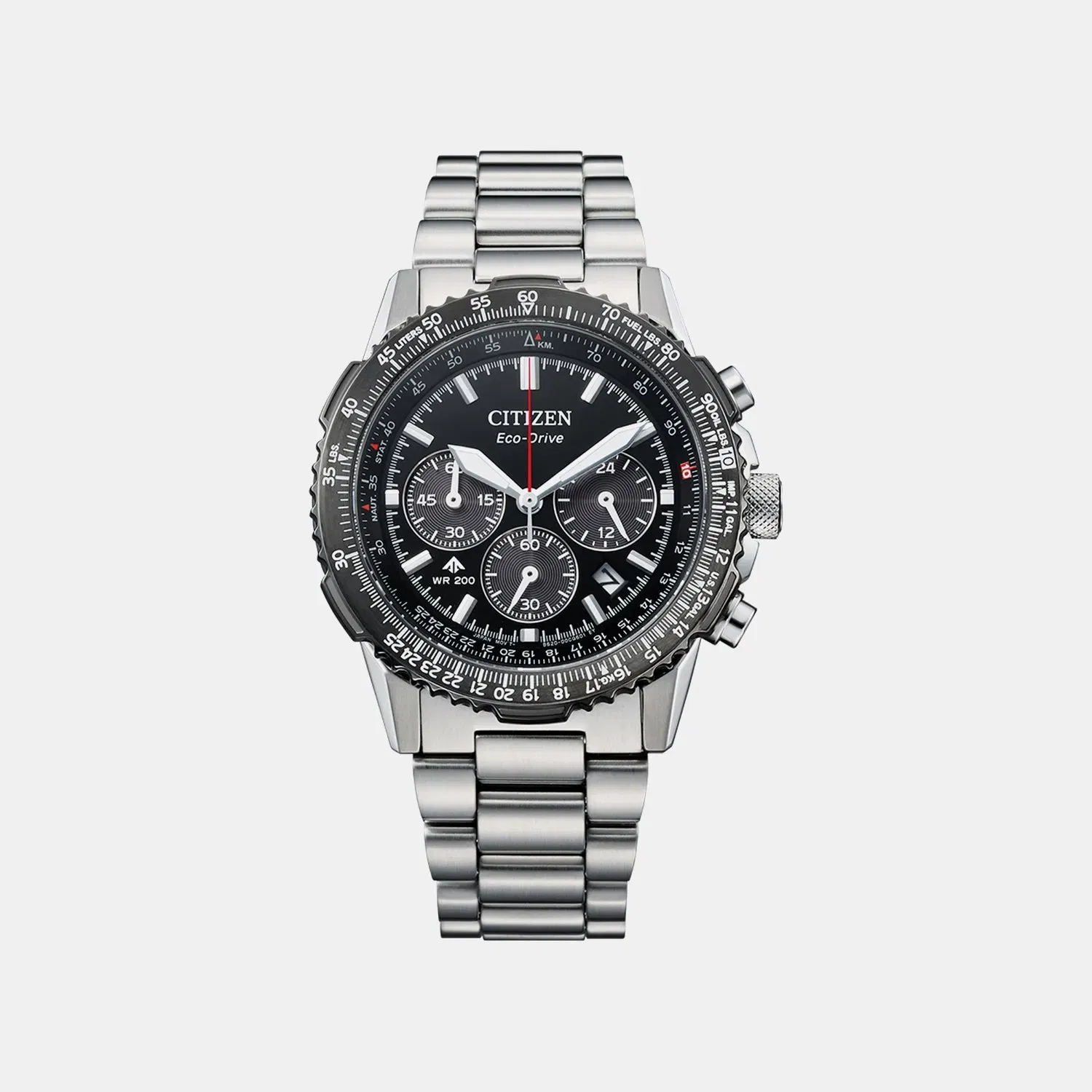 Citizen Eco-Drive Men Quartz Black Dial Chronograph Stainless Steel Watch Ca4664-60E