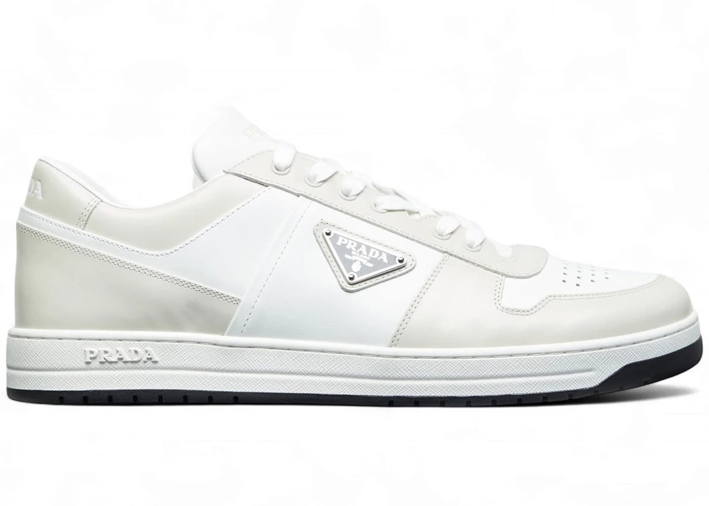 Prada Downtown Leather White Dusty Grey