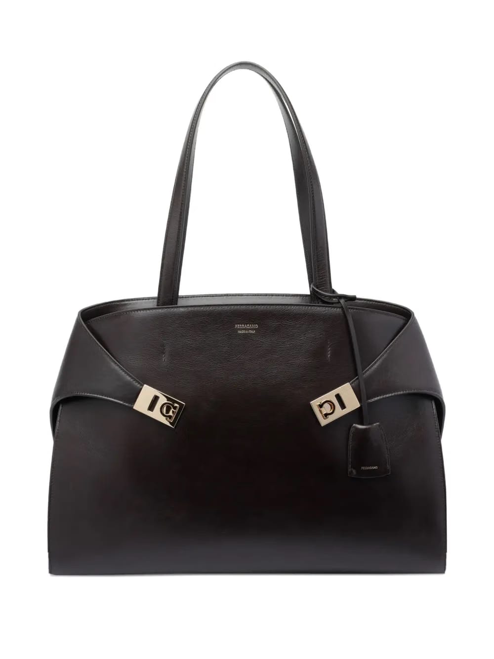 Hug clasp-detail leather tote bag