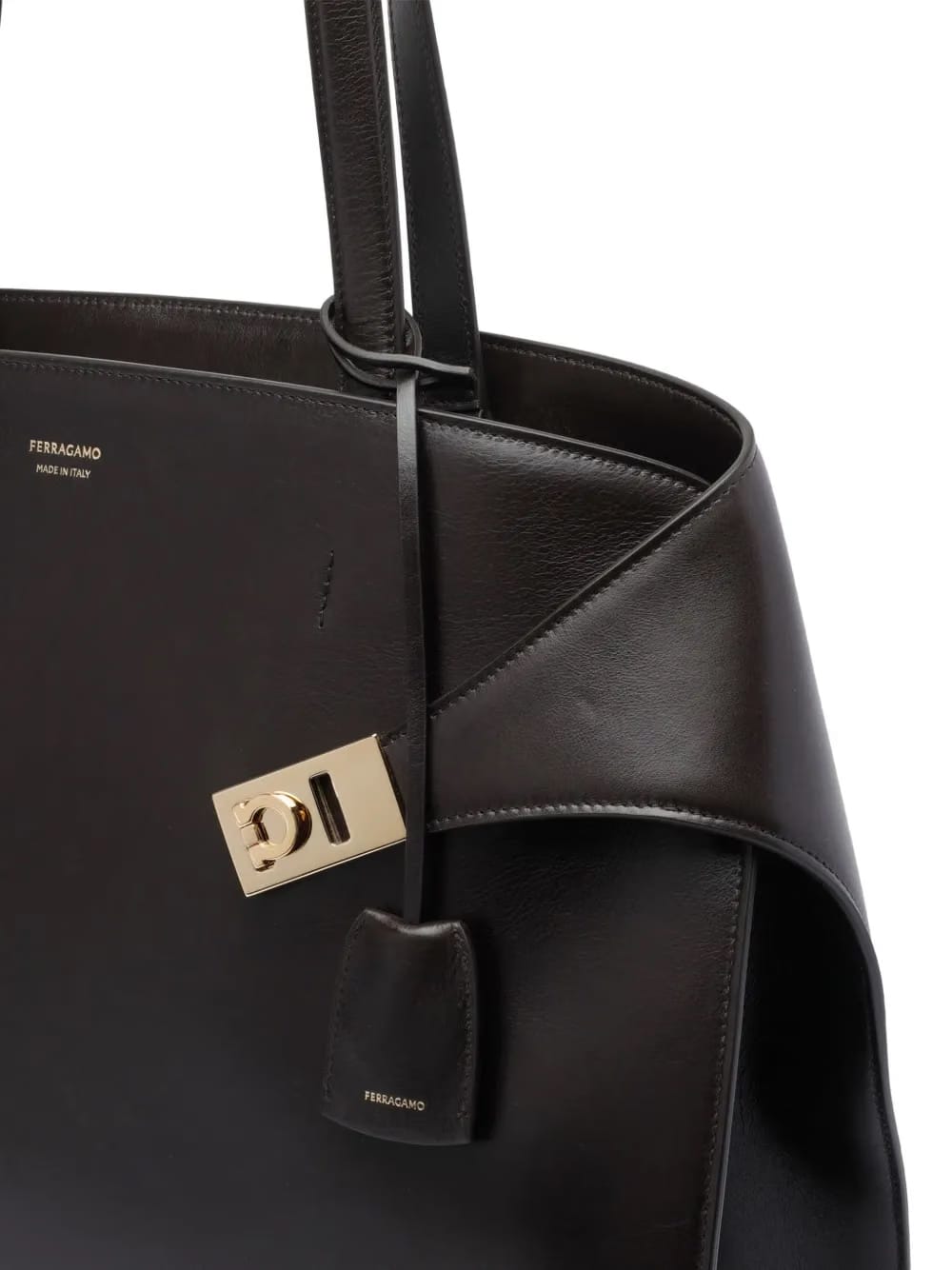 Hug clasp-detail leather tote bag