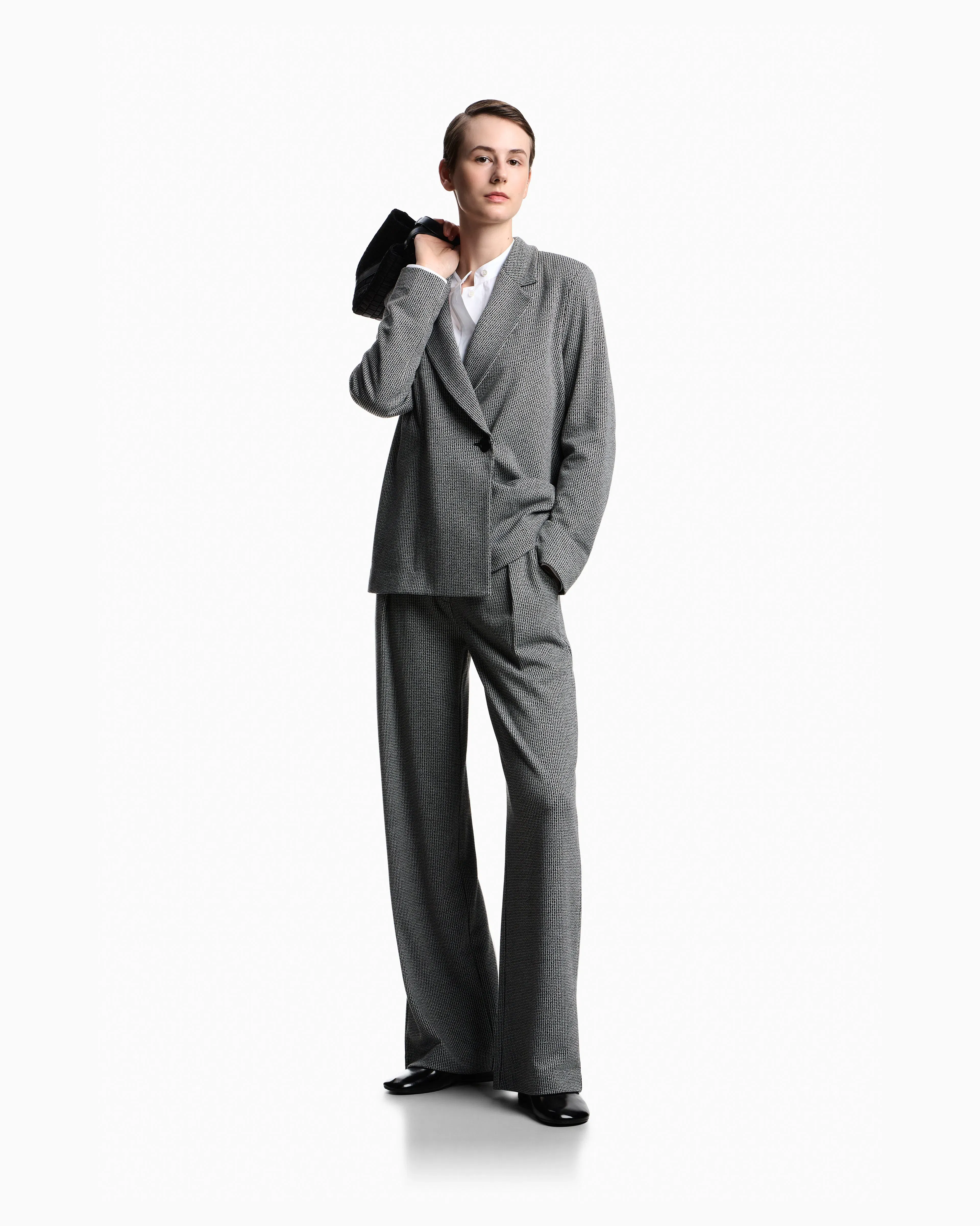 Emporio Armani Micro houndstooth jacquard jersey jacket