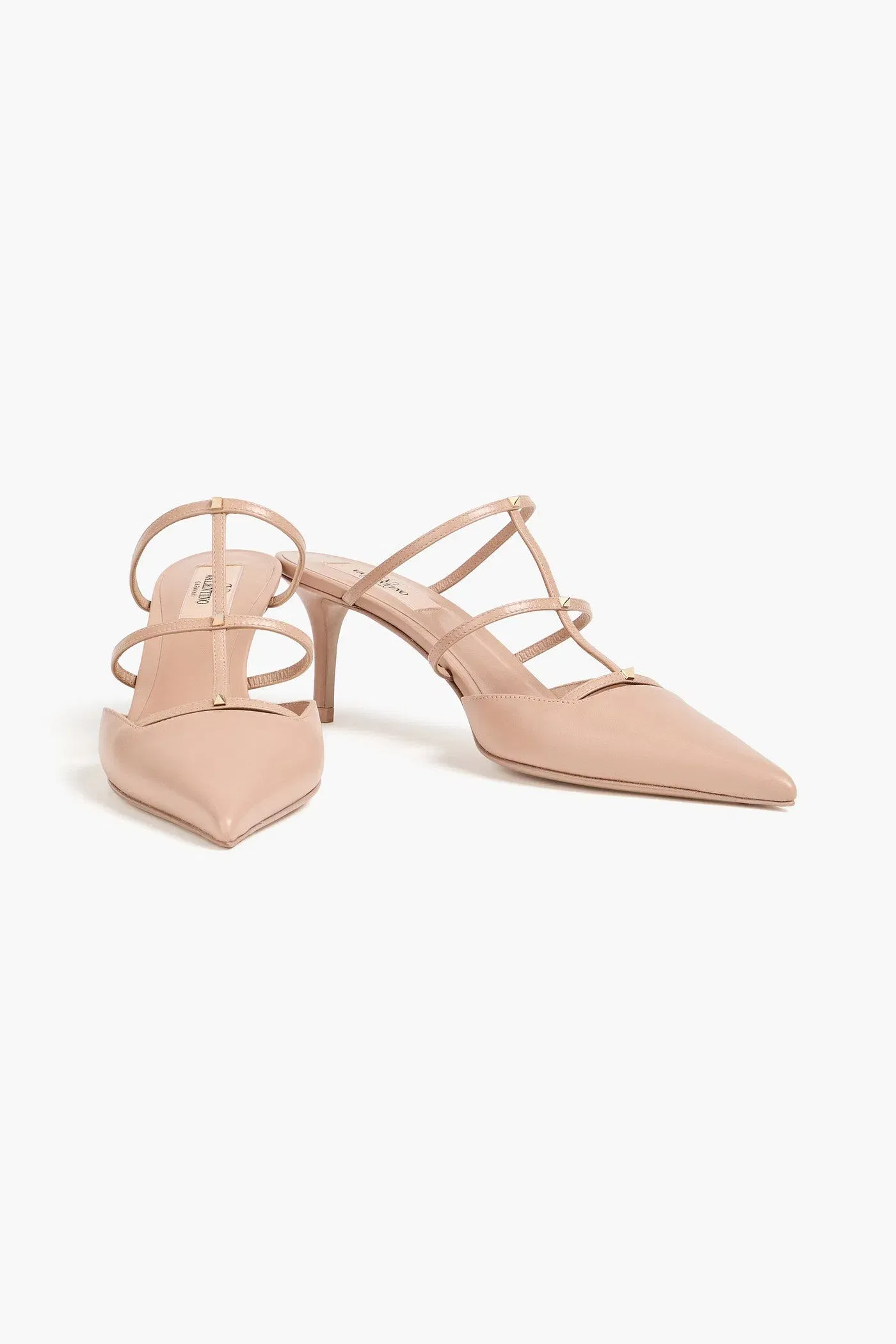 Valentino Garavani Rockstud Wispy Leather Mules Blush Women's