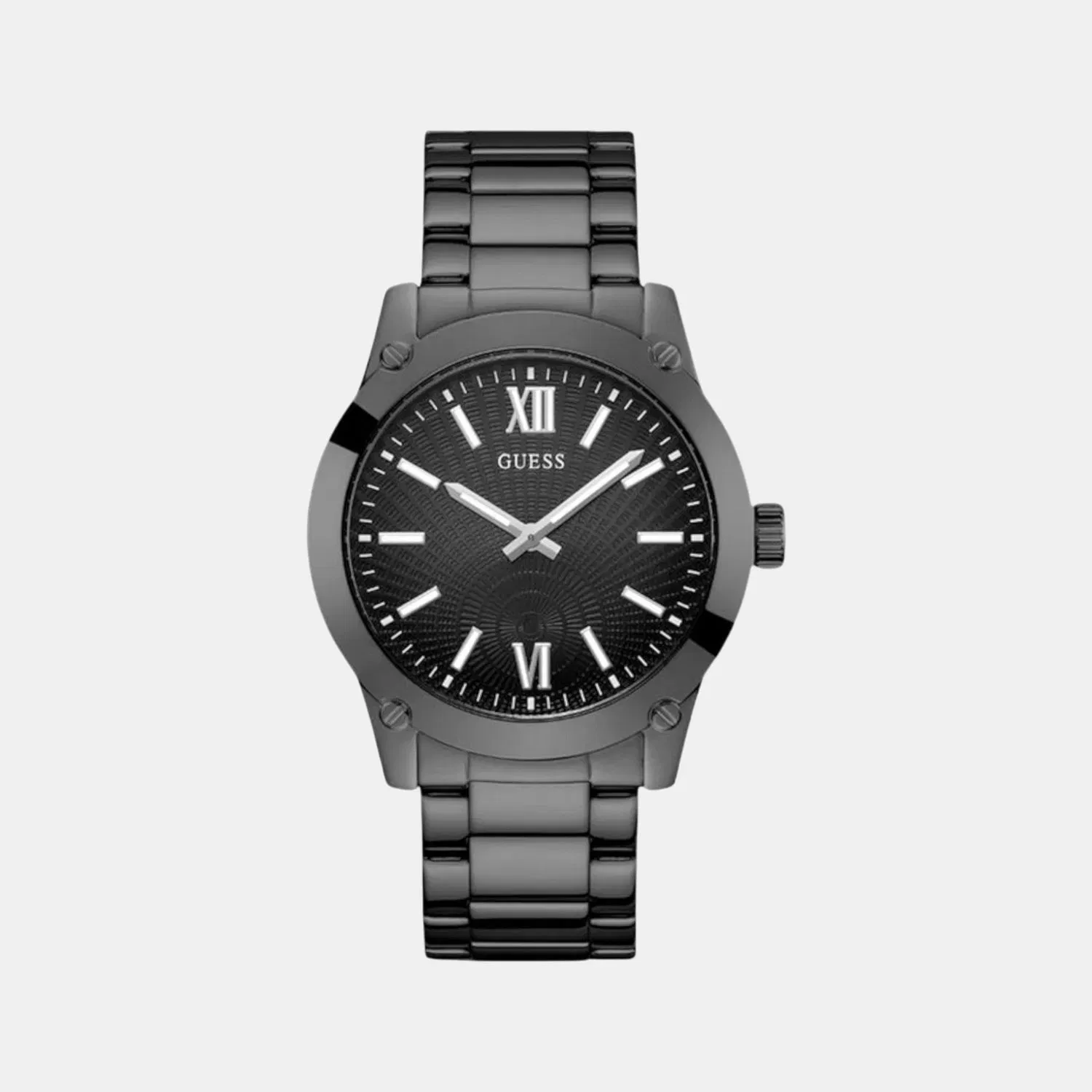 Guess Crescent Men Quartz Black Dial Analog Stainless Steel Watch Gw0574G3