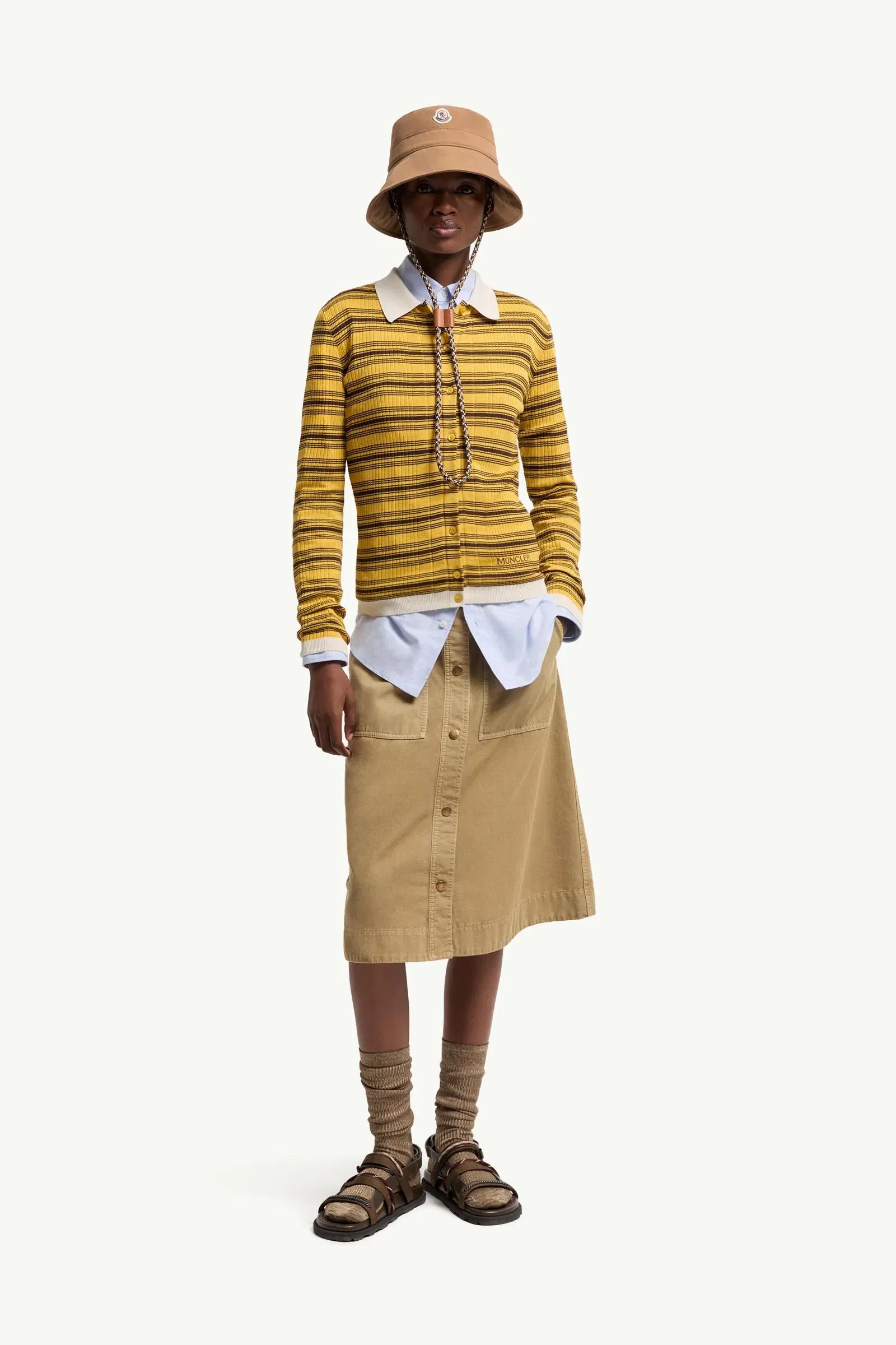 Moncler Cotton Crêpe Polo Shirt Dark Yellow & Brown Dark Yellow & Brown