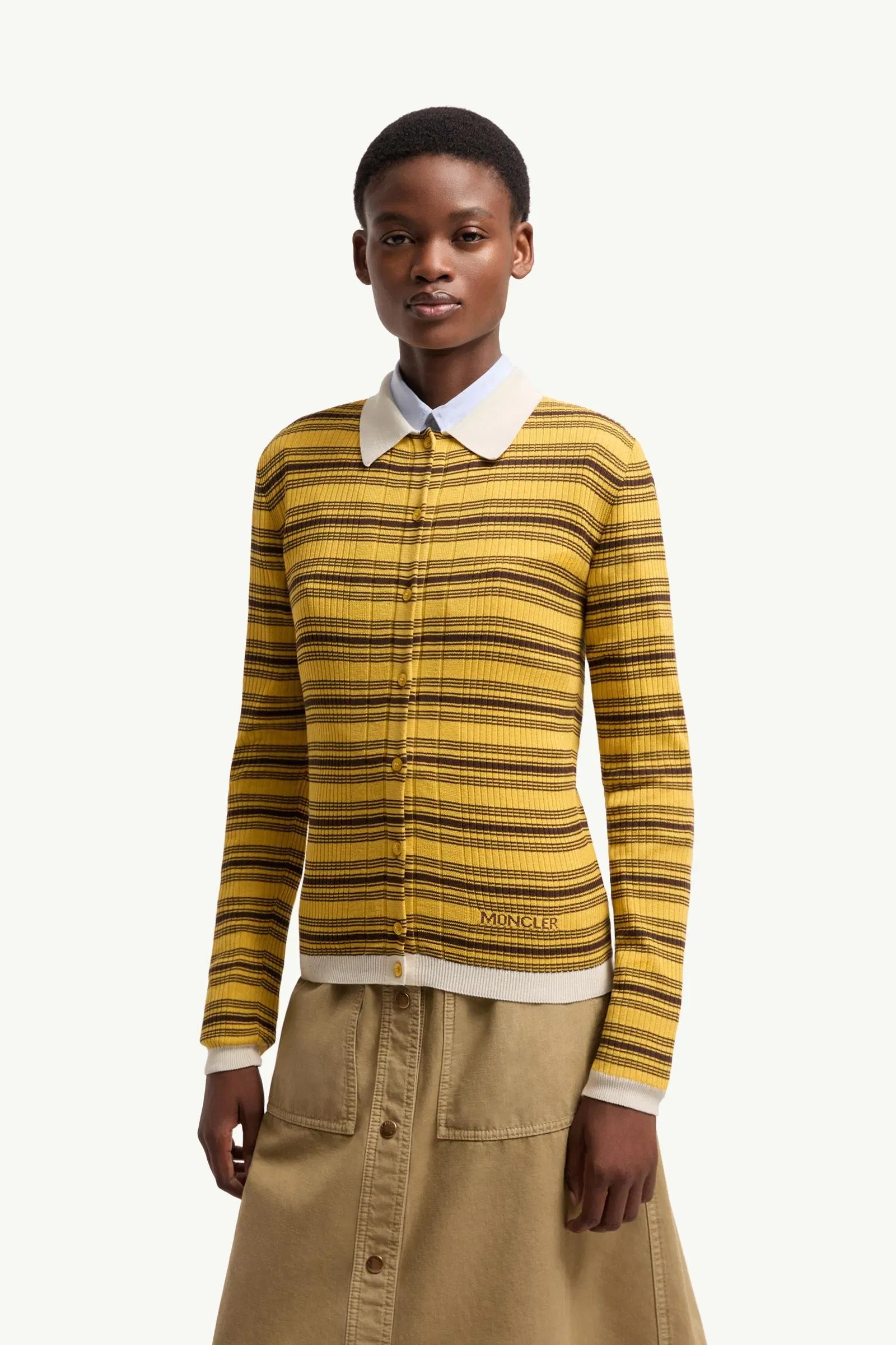 Moncler Cotton Crêpe Polo Shirt Dark Yellow & Brown Dark Yellow & Brown