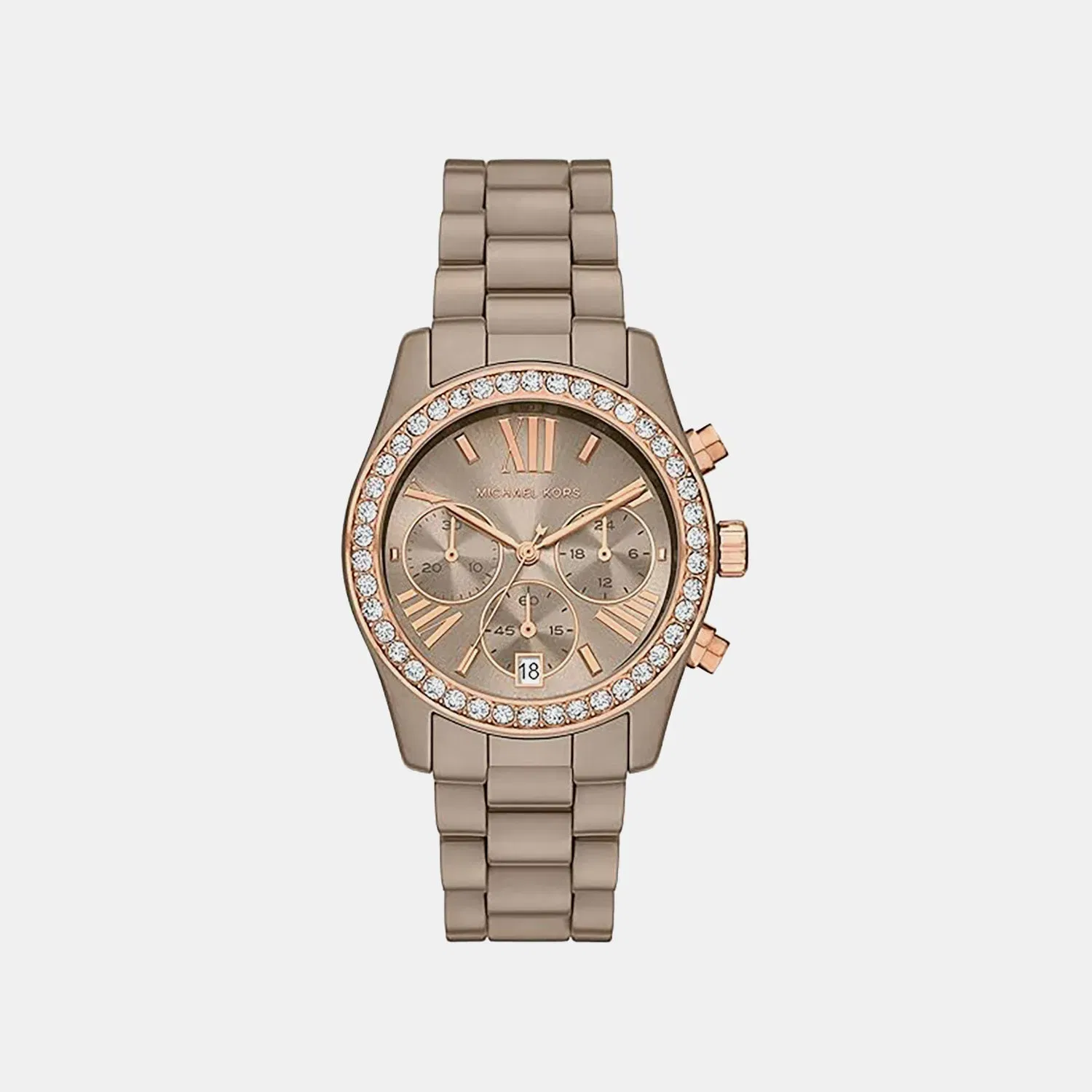 Michael Kors Lexington Women Quartz Nude Dial Chronograph Ceramic Watch Mk4970