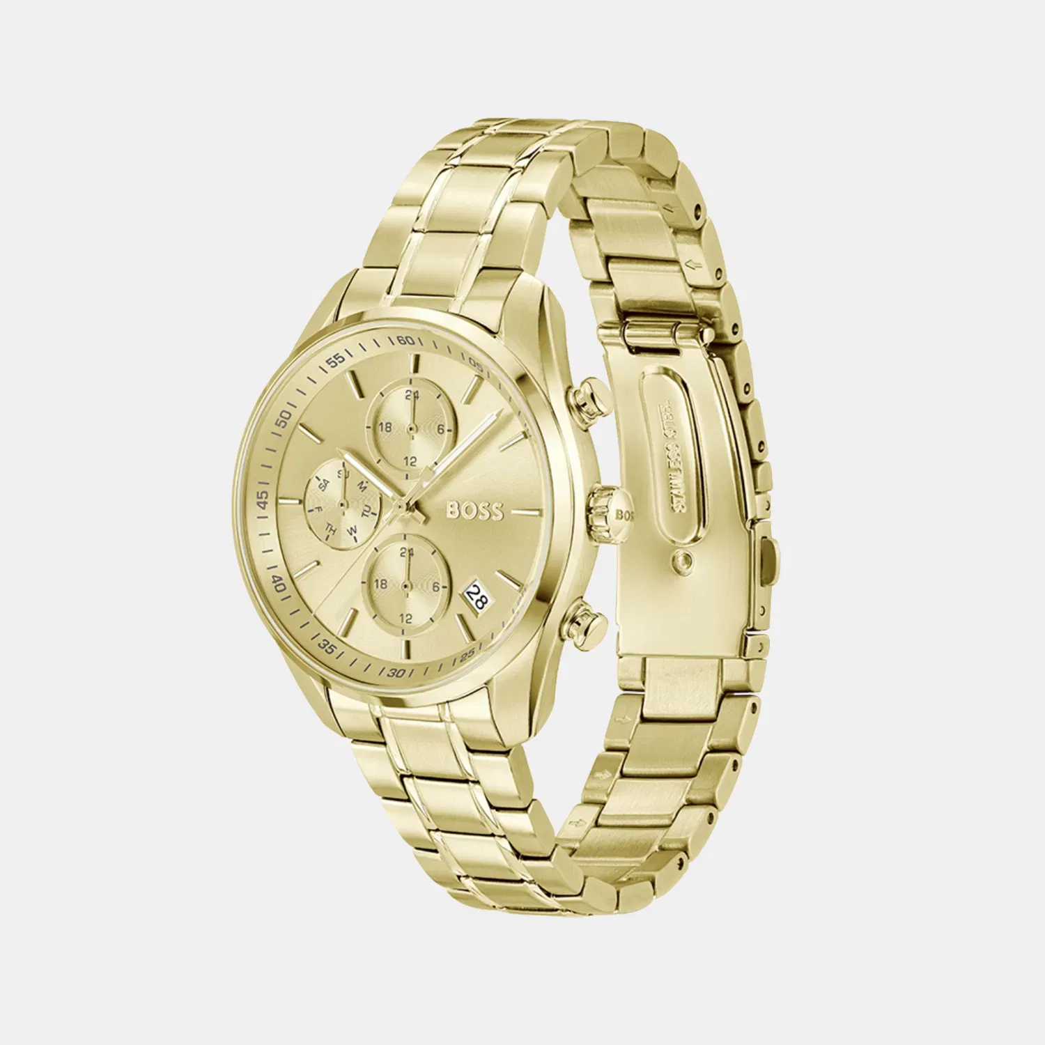 Boss Grand Tour Women Quartz Gold Dial Chronograph Stainless Steel Watch 1502768