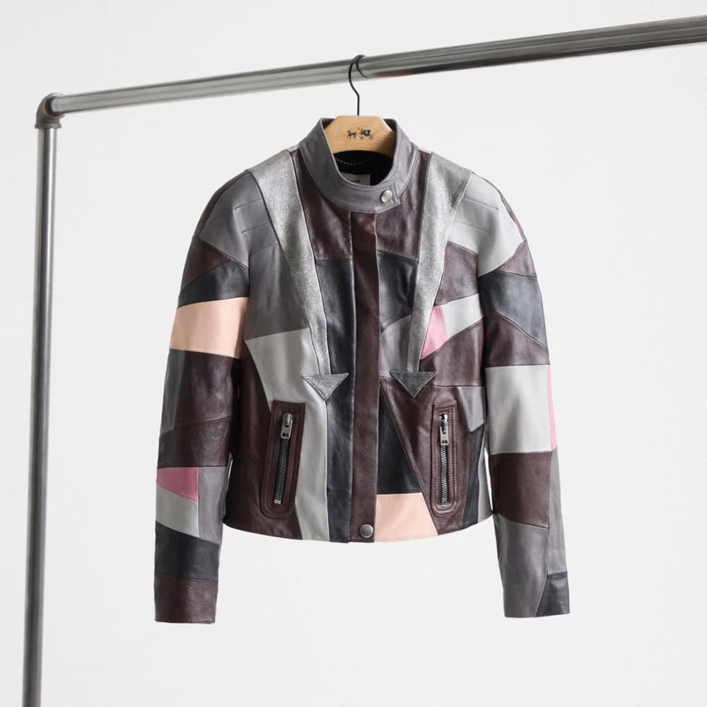 Restored Leather Patchwork Racer Jacket