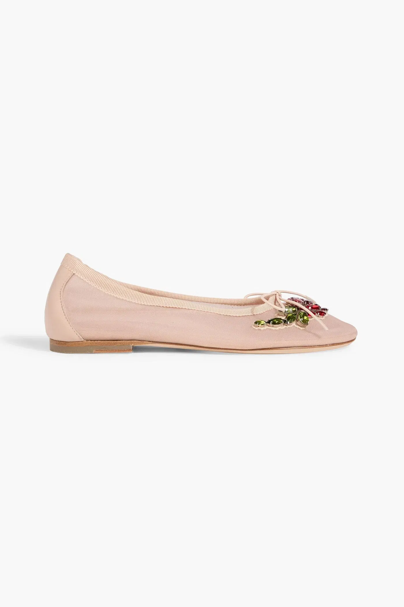 Simone Rocha Crystal-Embellished Mesh Ballet Flats Blush Women's
