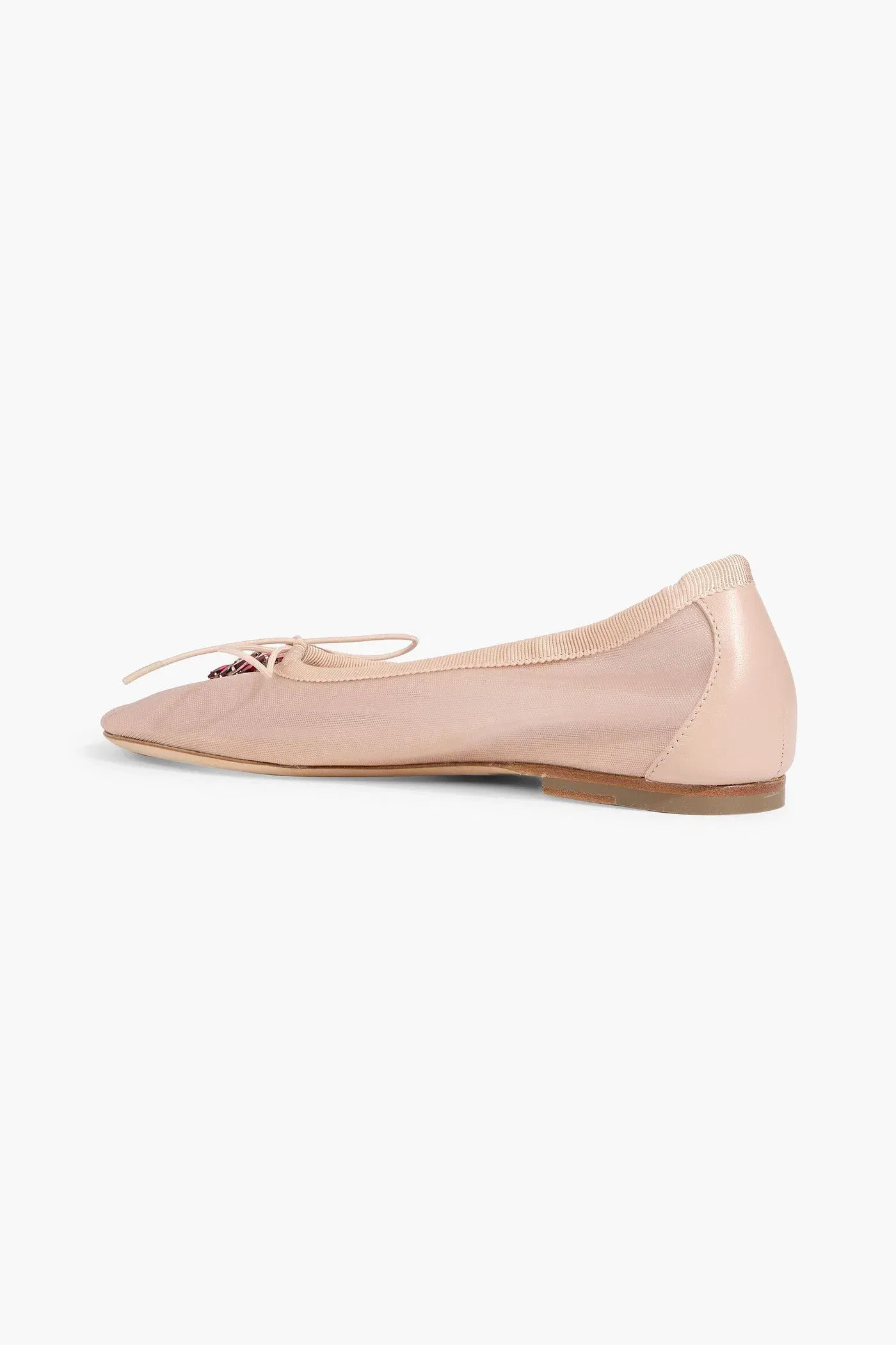 Simone Rocha Crystal-Embellished Mesh Ballet Flats Blush Women's