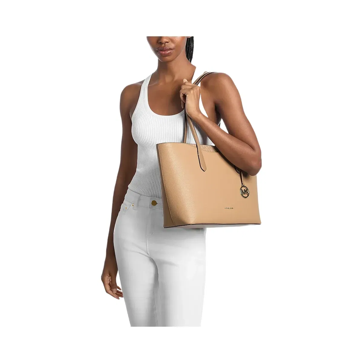 Michael Kors Arden Large Pebbled Leather Tote Bag Camel
