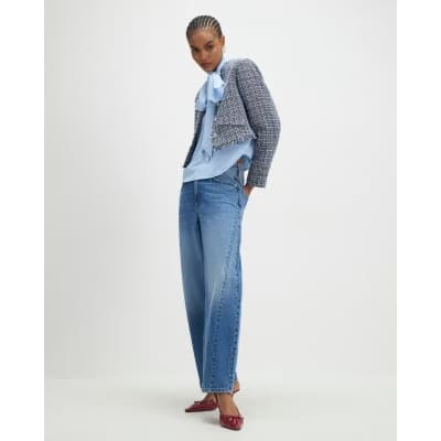Blue Frayed Edge Boucle Jacket