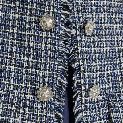 Blue Frayed Edge Boucle Jacket
