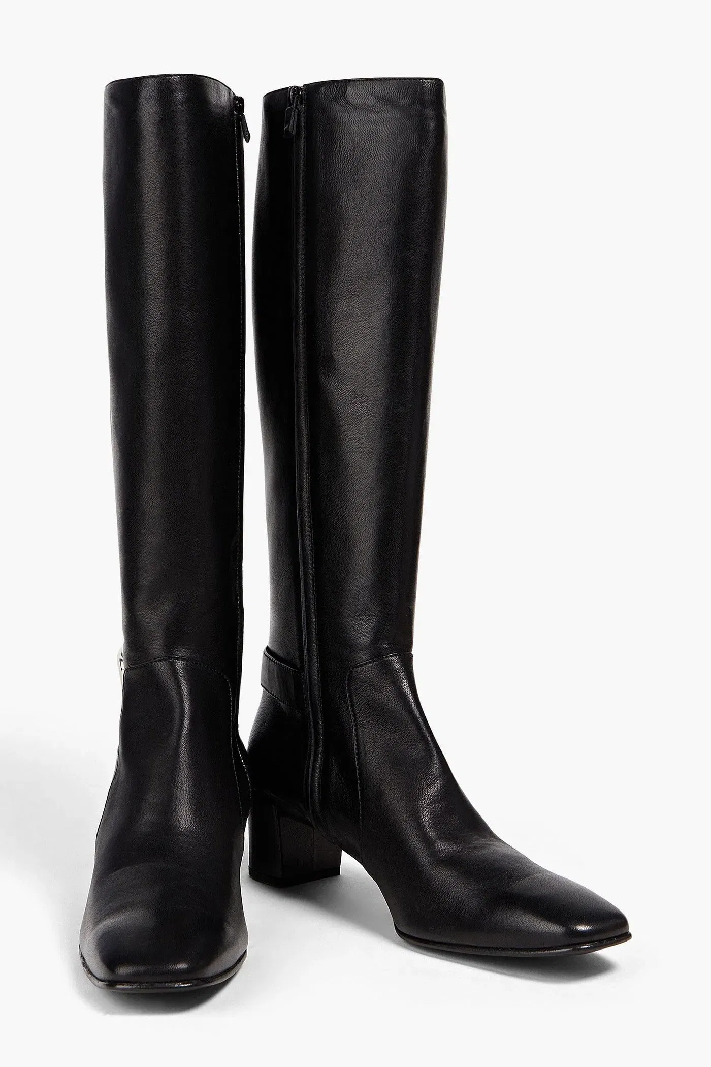 Roger Vivier Polly Buckle-Embellished Leather Knee Boots Black Women's