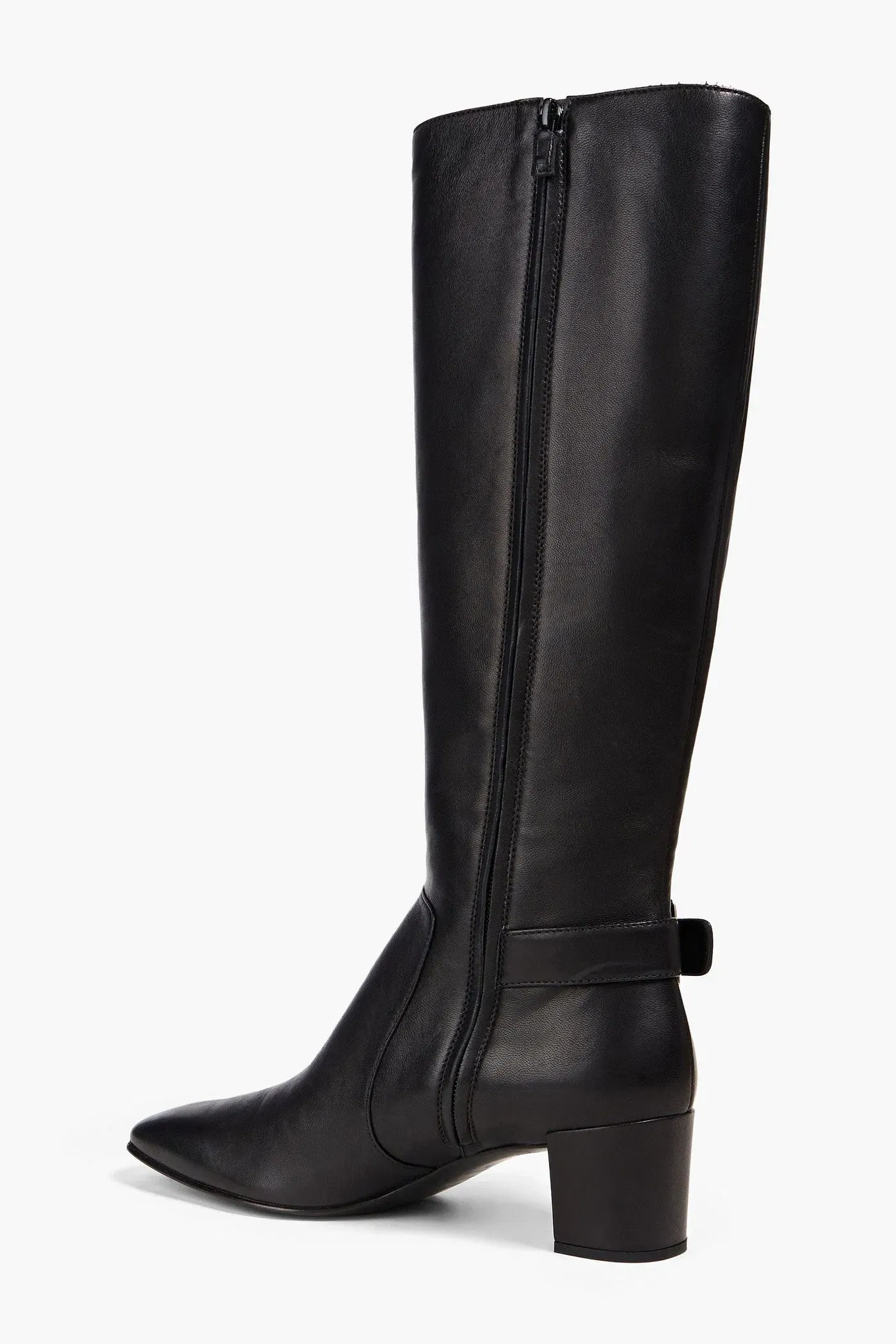 Roger Vivier Polly Buckle-Embellished Leather Knee Boots Black Women's