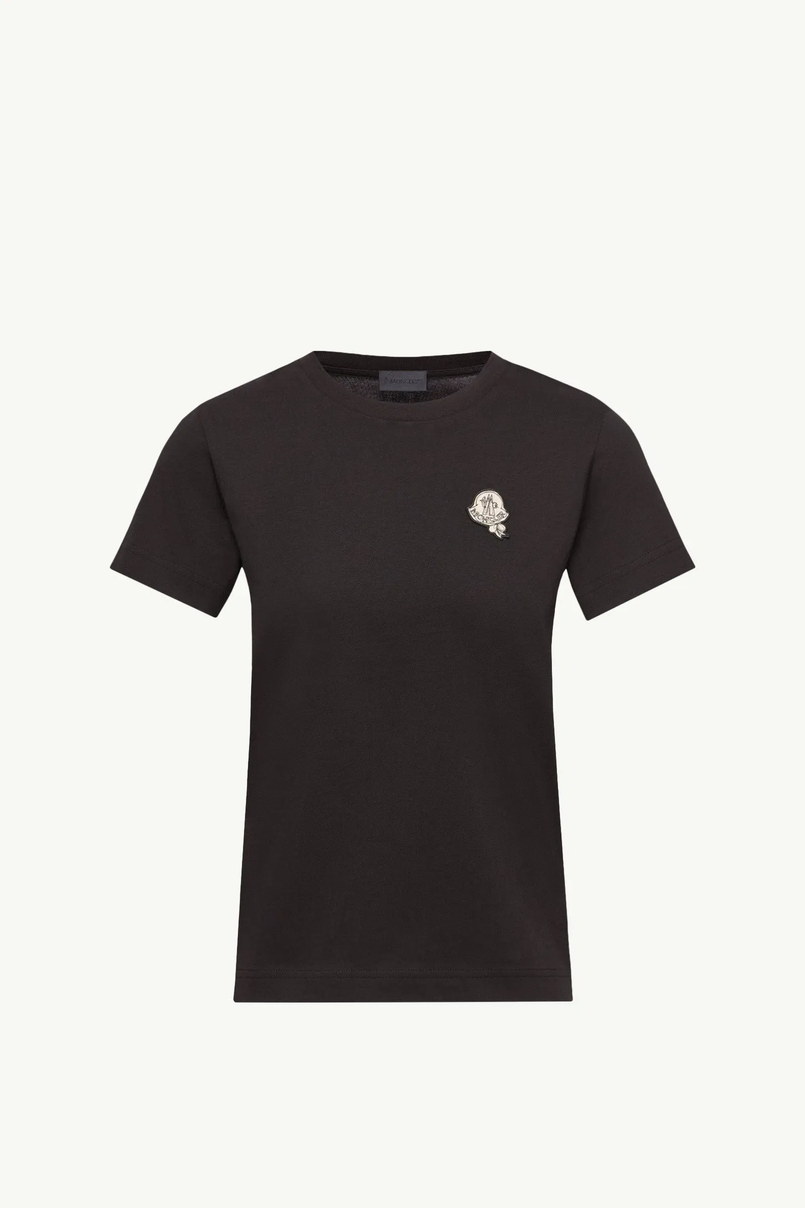 Moncler Logo Patch Cotton T-Shirt Black Black