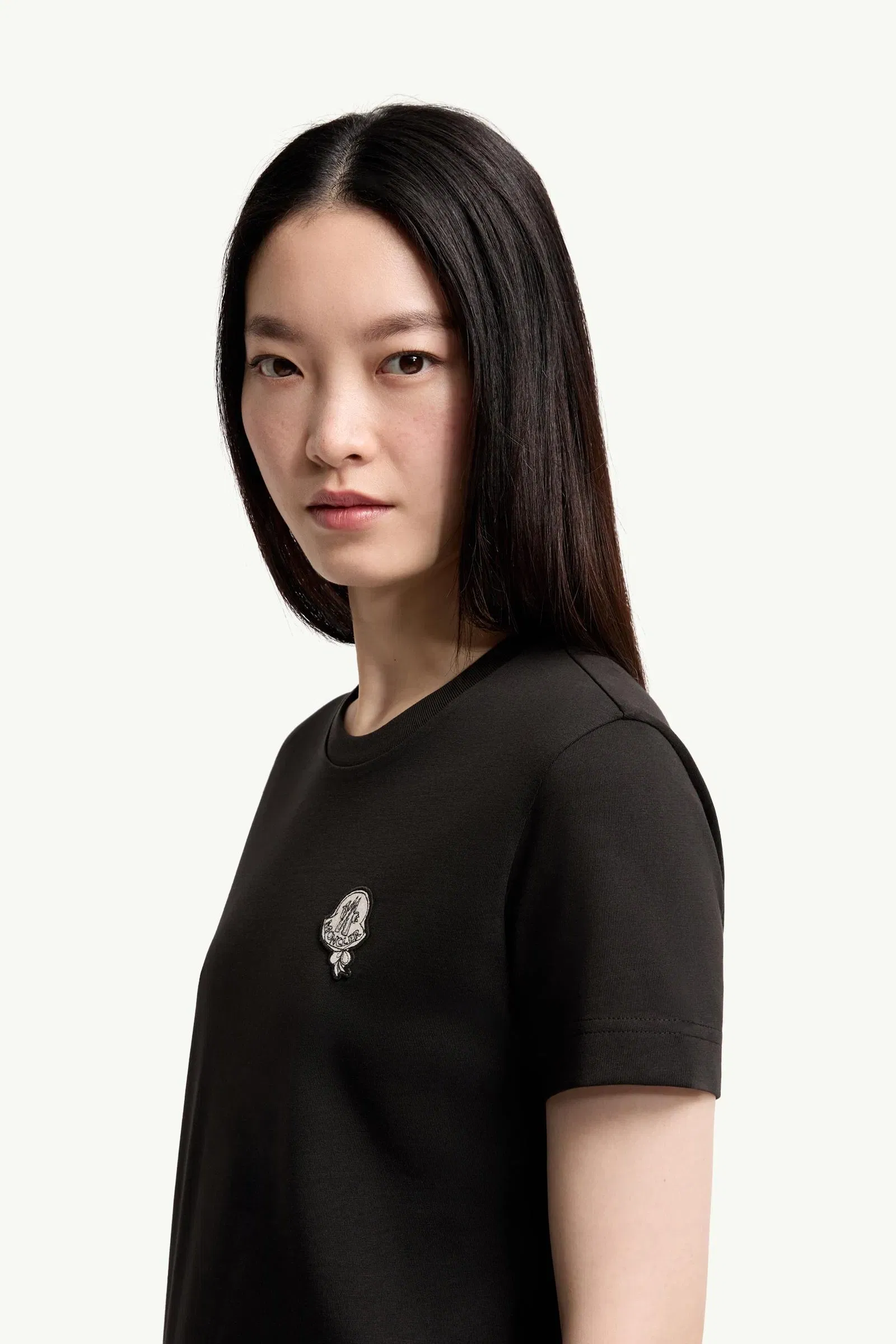 Moncler Logo Patch Cotton T-Shirt Black Black
